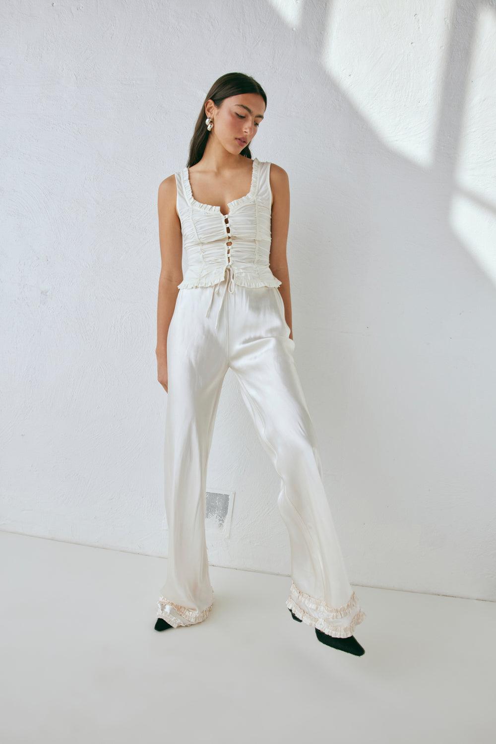 Citara Satin Pants White Product Image