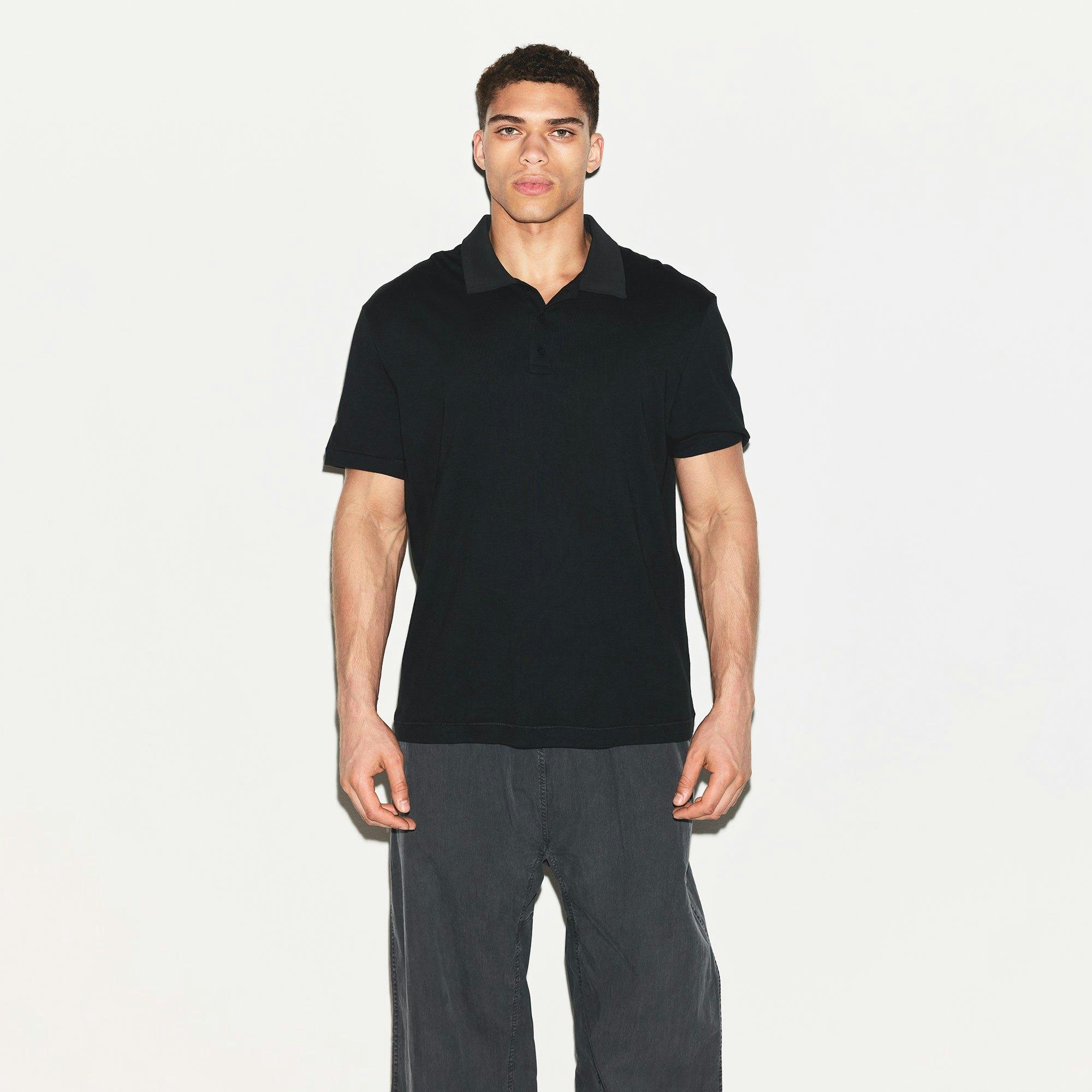 SKIMS COTTON MENS RELAXED POLO | ONYX Product Image