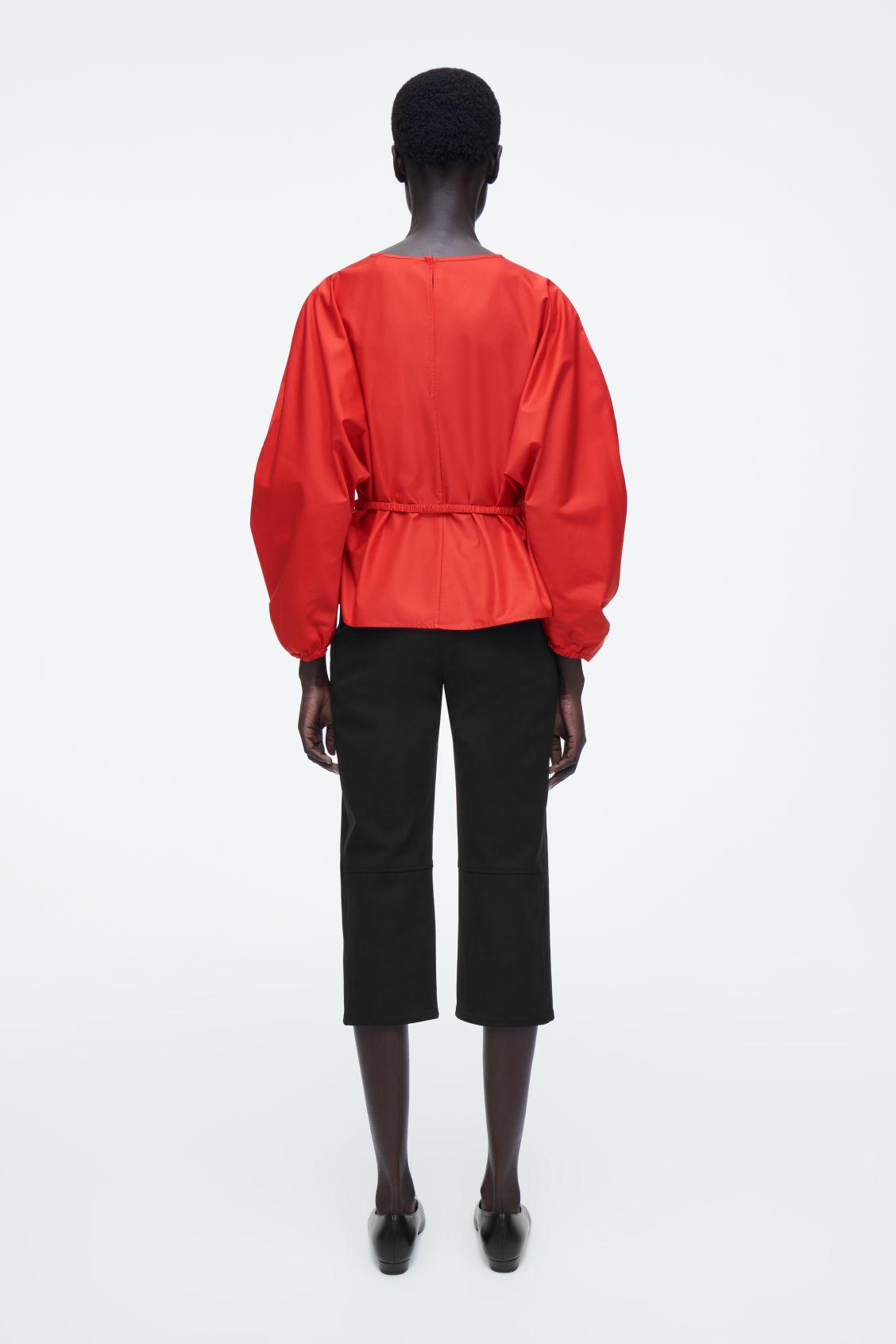 DRAWSTRING PEPLUM BLOUSE Product Image