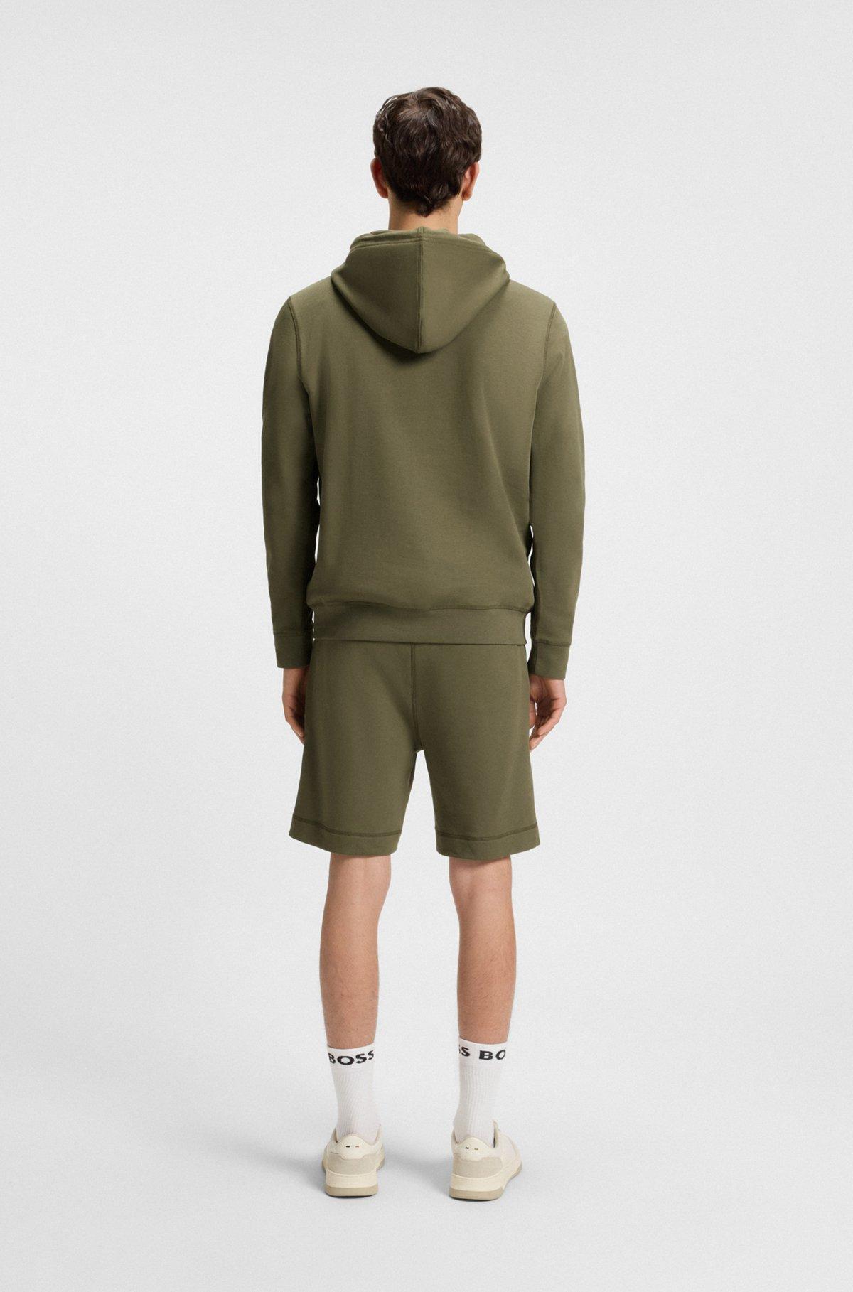 BOSS - Regular-fit hoodie in cotton terry with logo patch - Light Green Product Image