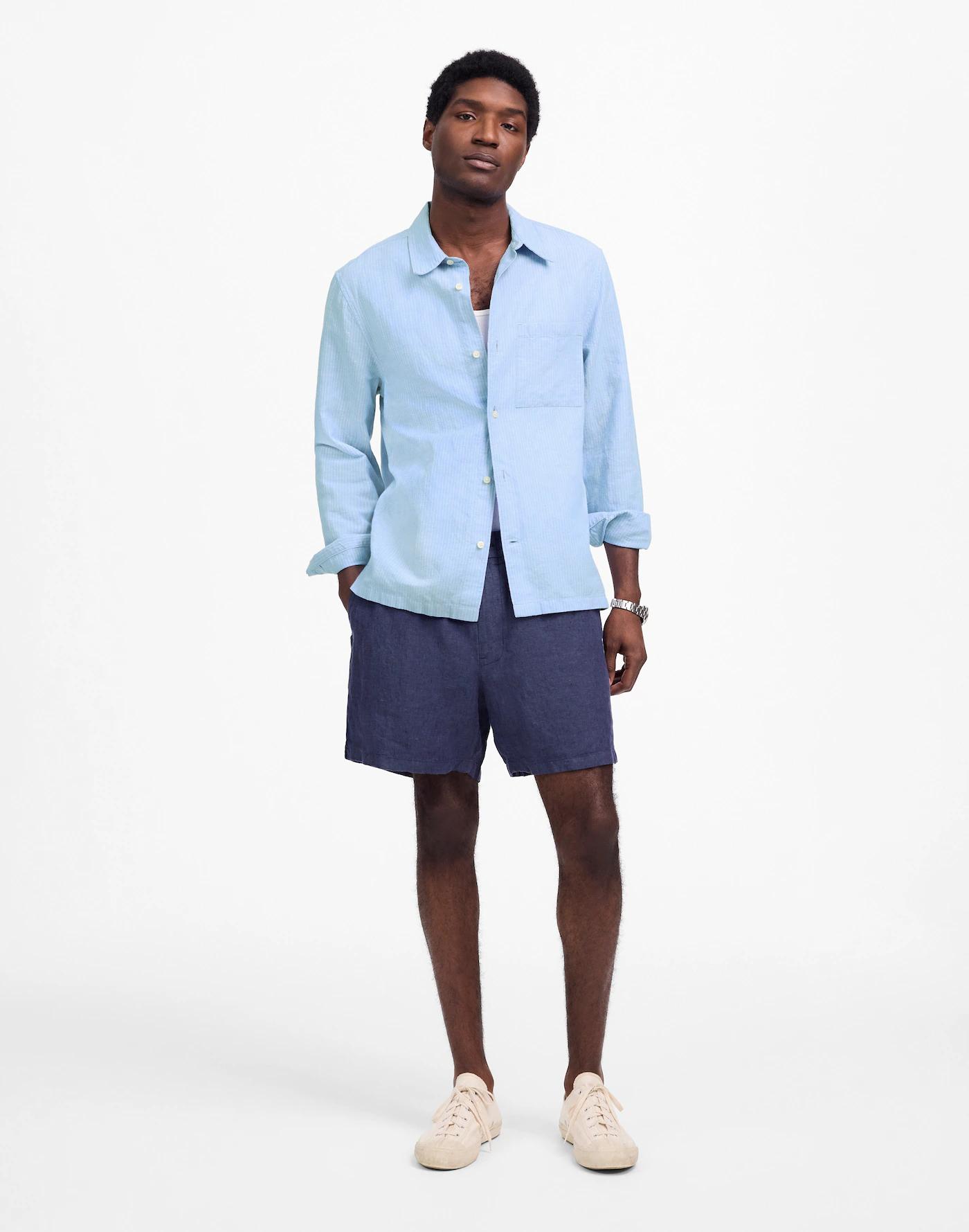 Button-Up Shirt in Cotton-Linen Blend Product Image