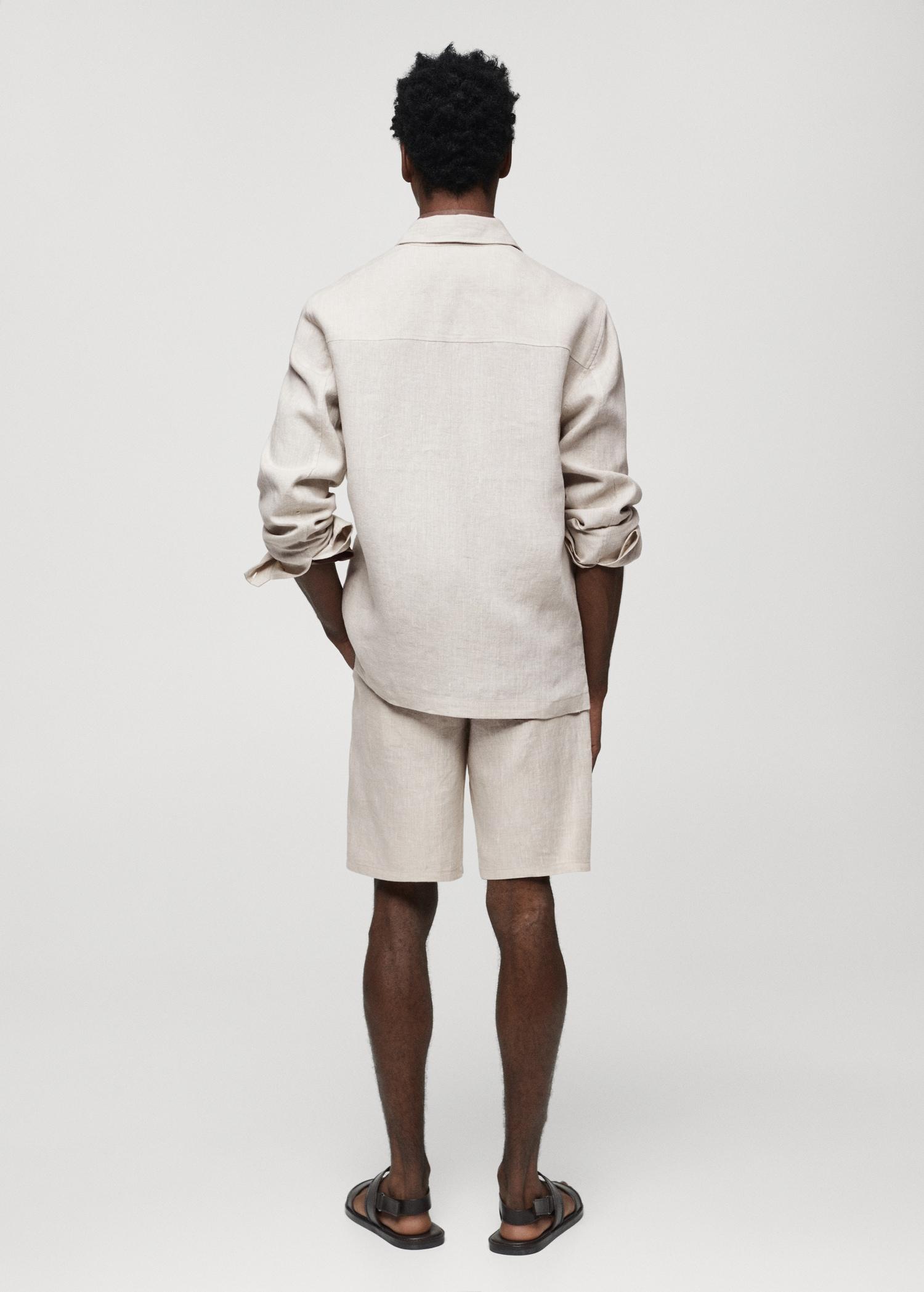 100% linen overshirt with pockets - Men | MANGO USA Product Image