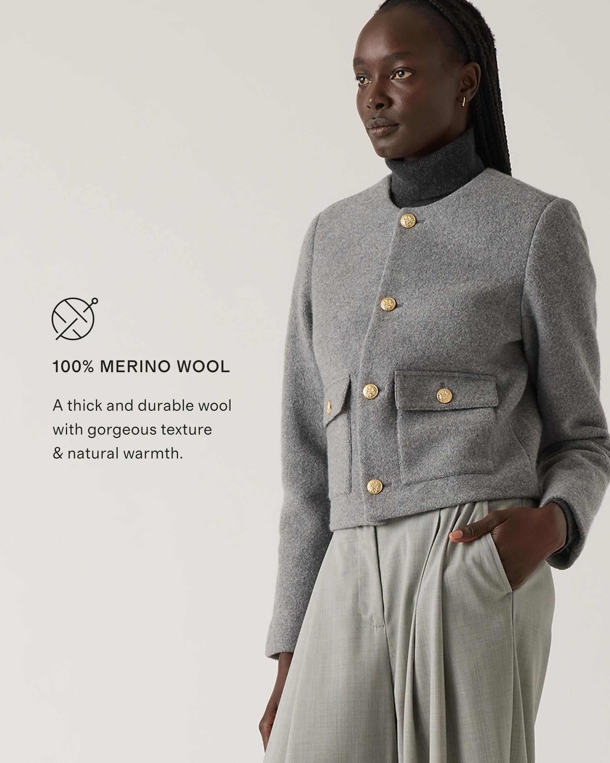 Quince | Women's 100% Merino Wool Collarless Cropped Jacket Product Image