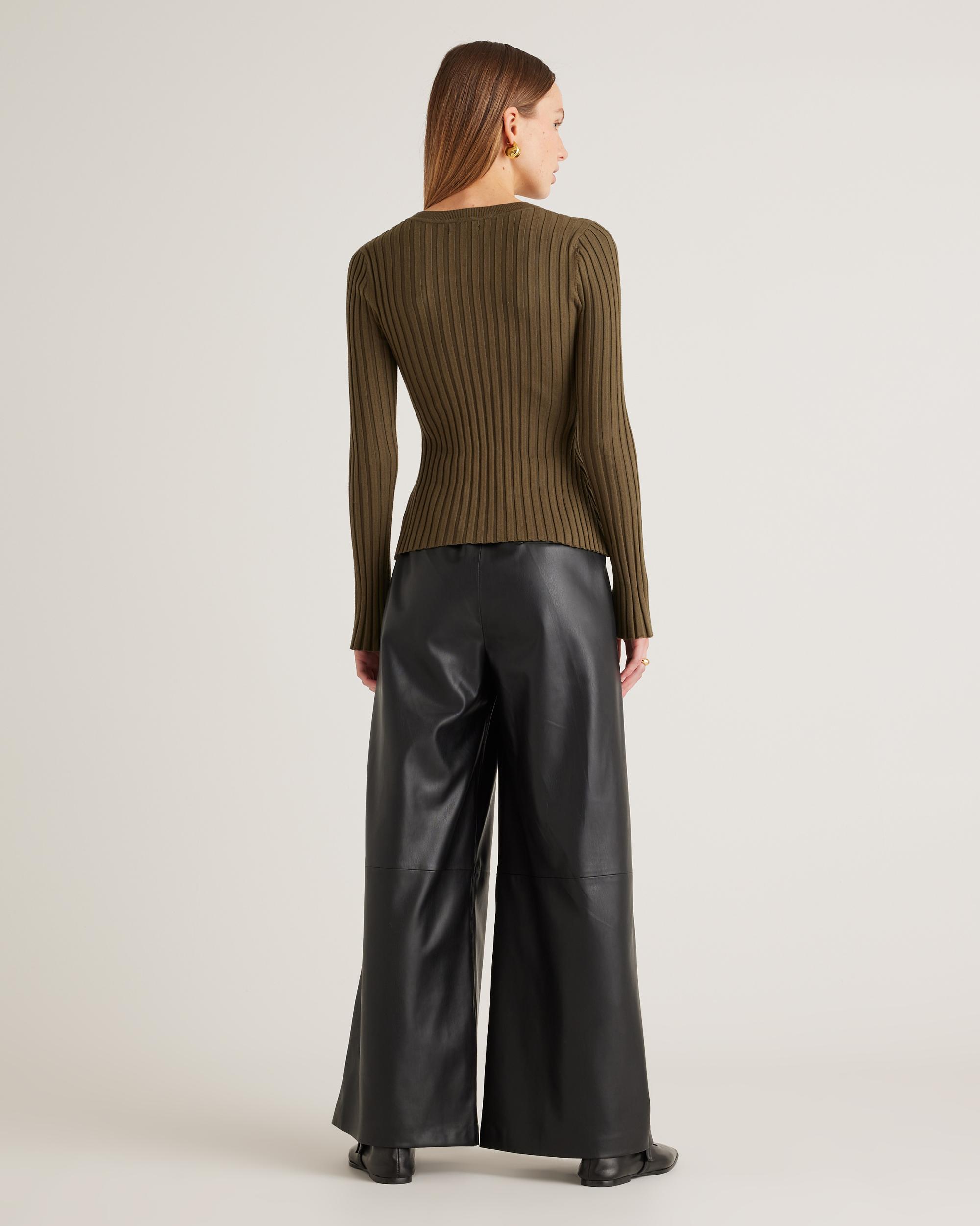 Quince | Women's Cotton Cashmere Ribbed Long Sleeve Sweater Size XS Product Image