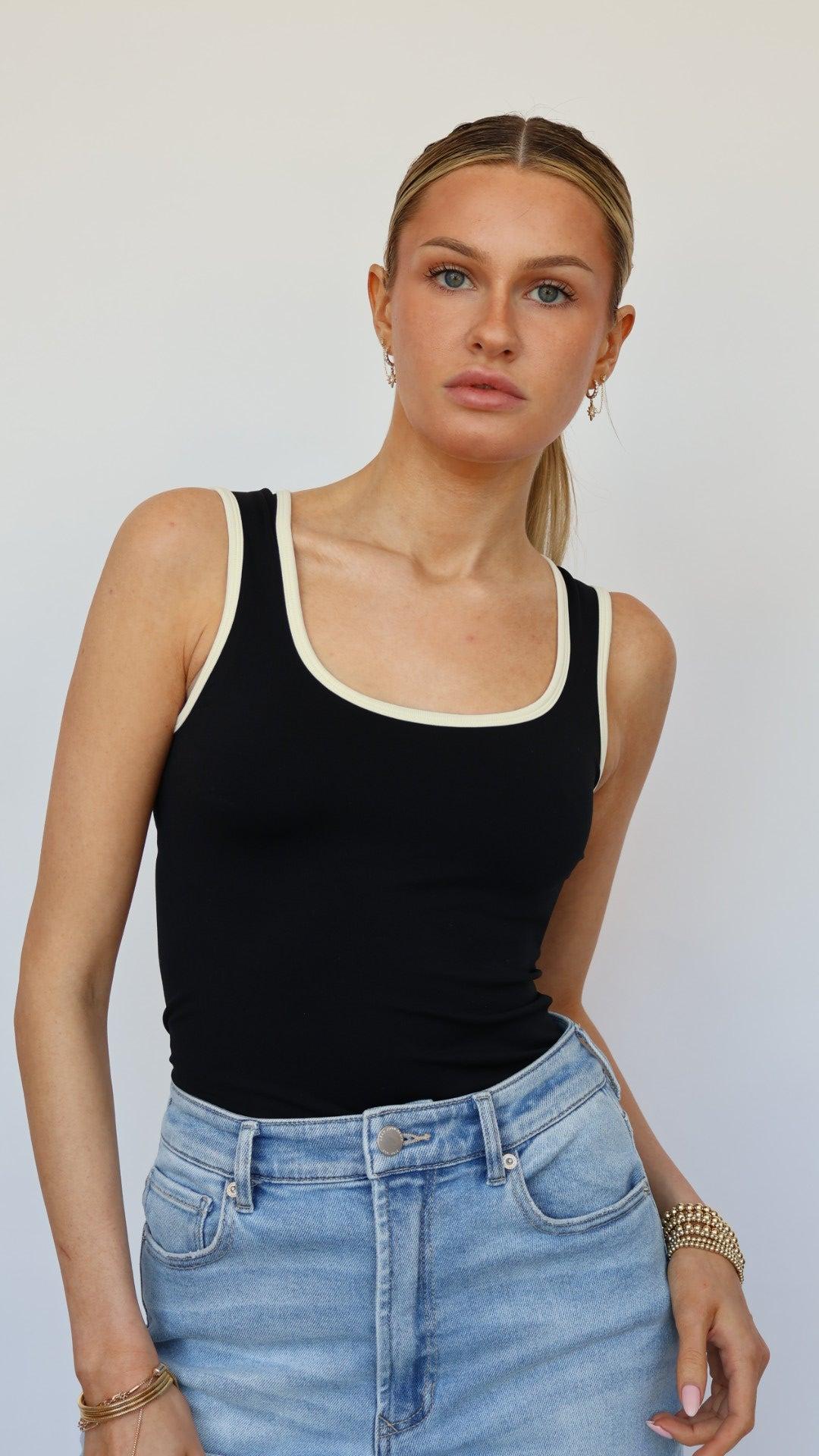 Contrast Trim Scoop Neck Tank Product Image