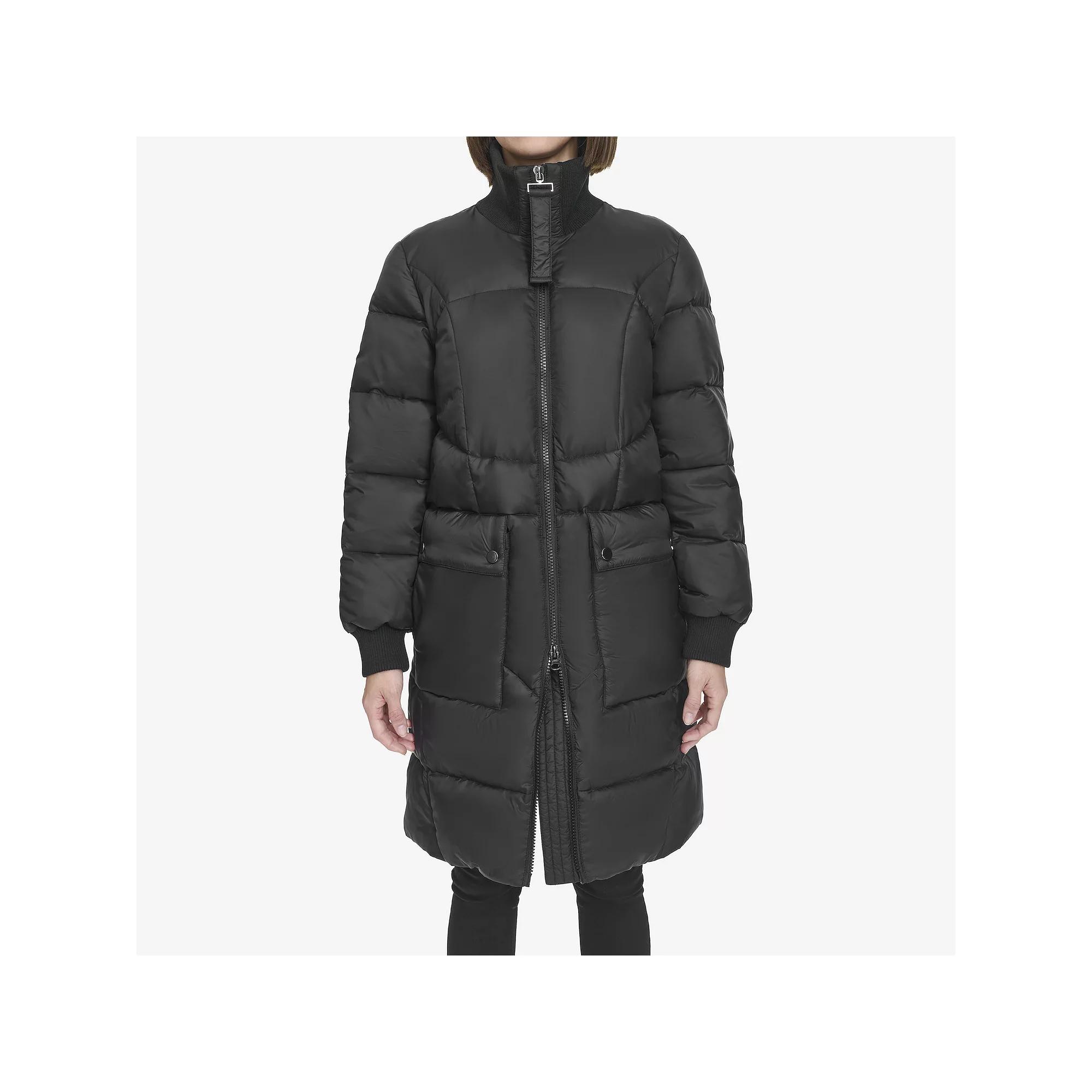 Womens Andrew Marc Knit Collar Puffer Jacket Product Image