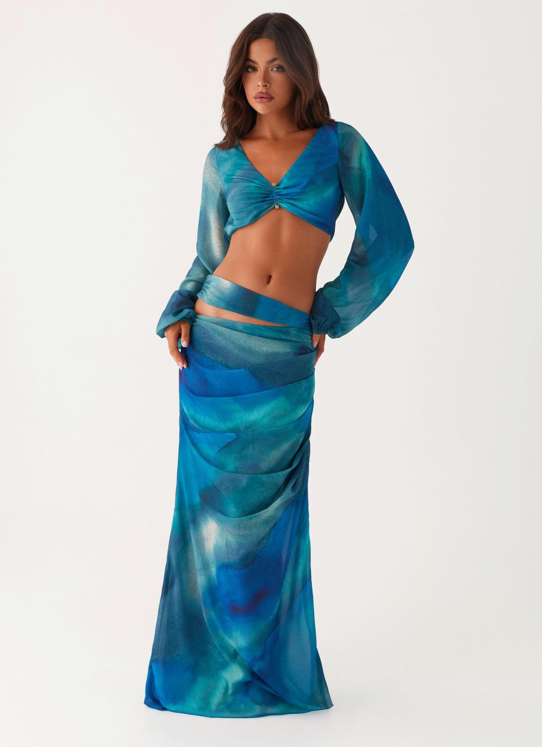 Austin Long Sleeve Top - Blue Tie Dye Product Image