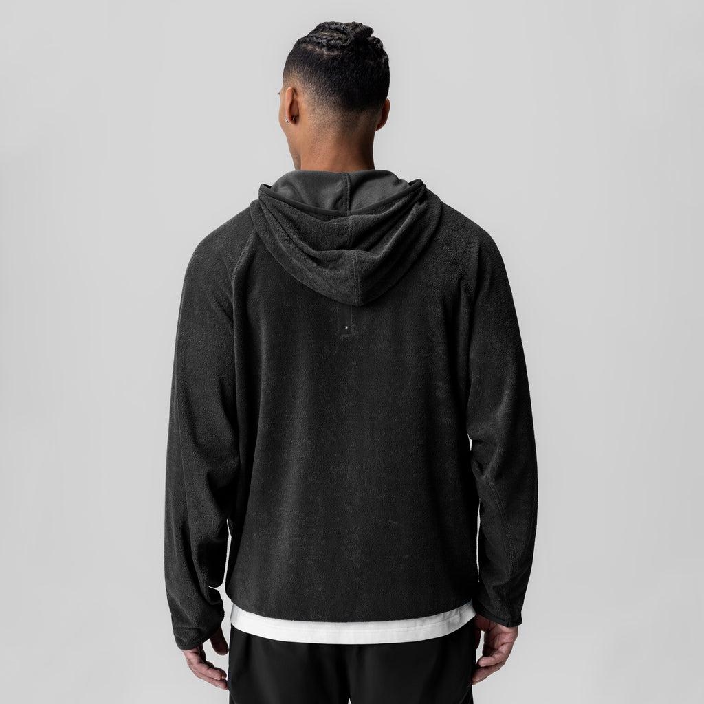 1054. Towel Terry Reversible Hoodie - Black Product Image