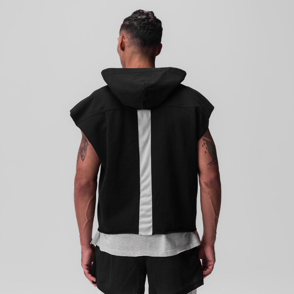 0844. Tech Essential™ Raw Hem Cutoff Hoodie - Black Product Image