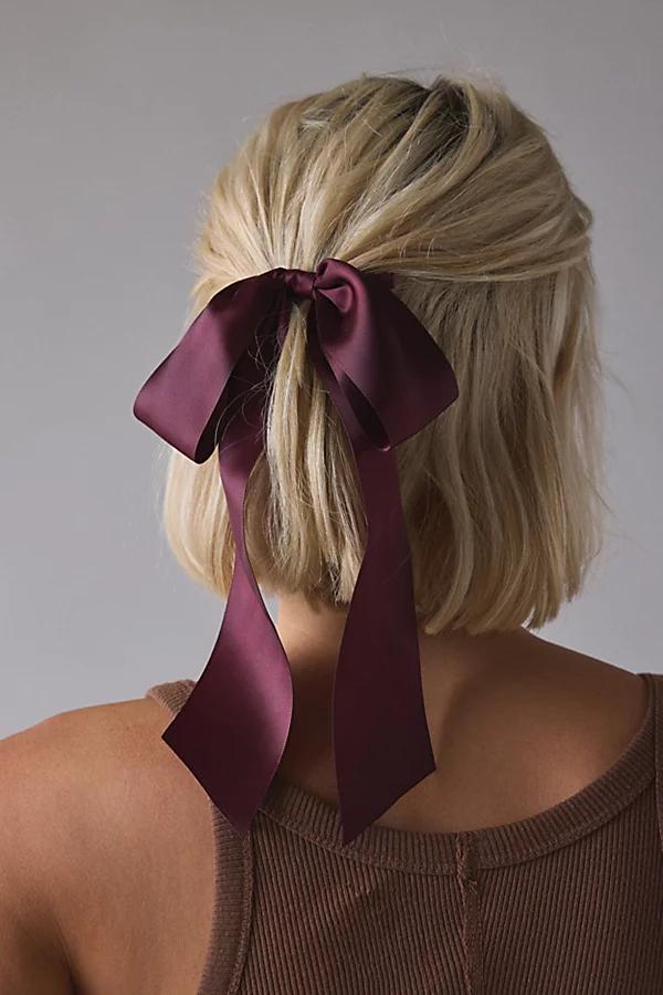 Drapey Satin Hair Bow Barrette Womens at Urban Outfitters Product Image