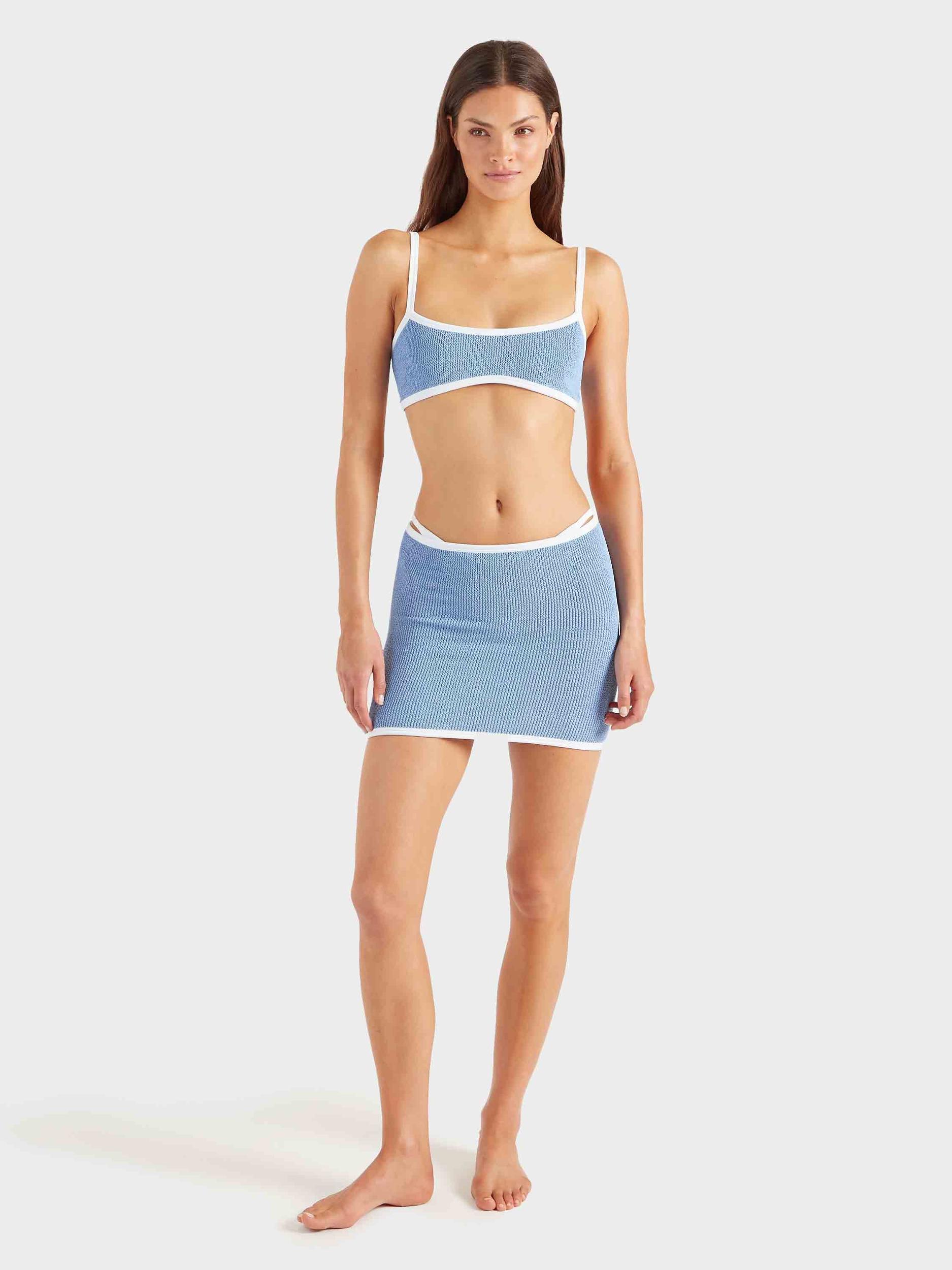 Devyn Swim Skirt/Tube Top - Cornflower/White Product Image