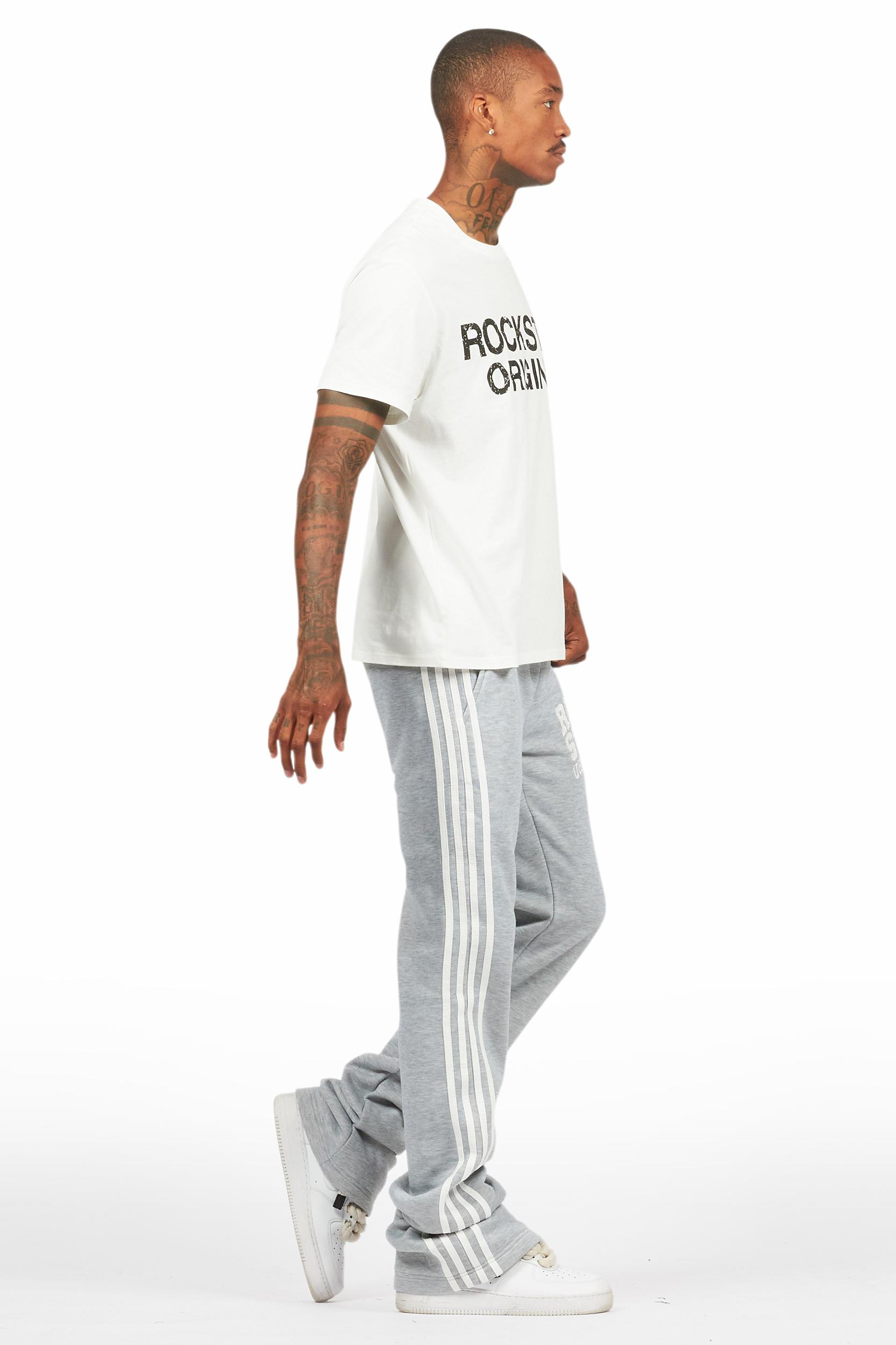 Gerrit Heather Grey Fleece Stacked Baggy Track Pant Male Product Image