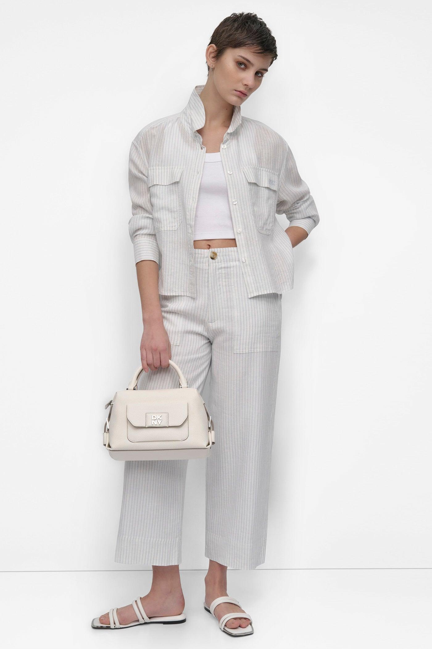 CROPPED WIDE LEG LINEN PANTS Product Image