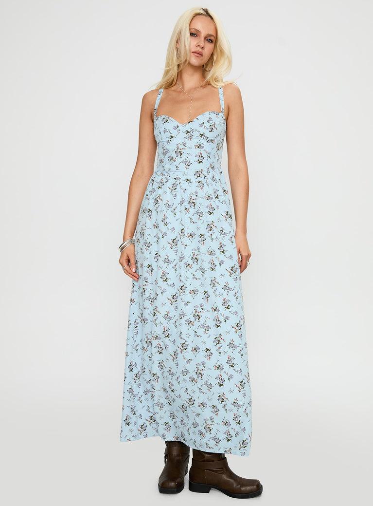 Izebella Maxi Dress Blue Floral Product Image