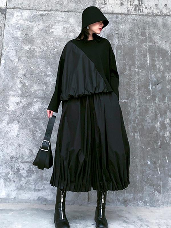 Stylish Black Solid Color High Waisted Wide Leg Pants Product Image