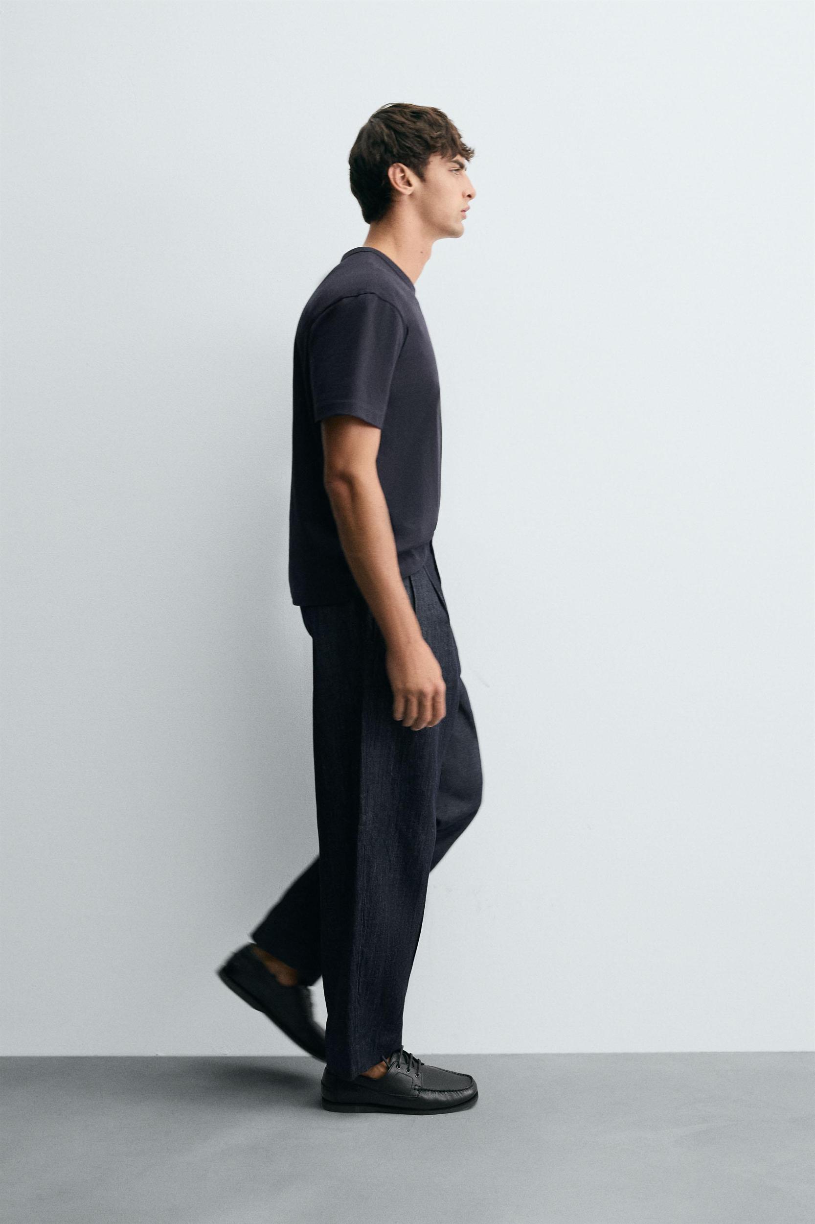 WIDE FIT CROPPED DENIM PANTS Product Image