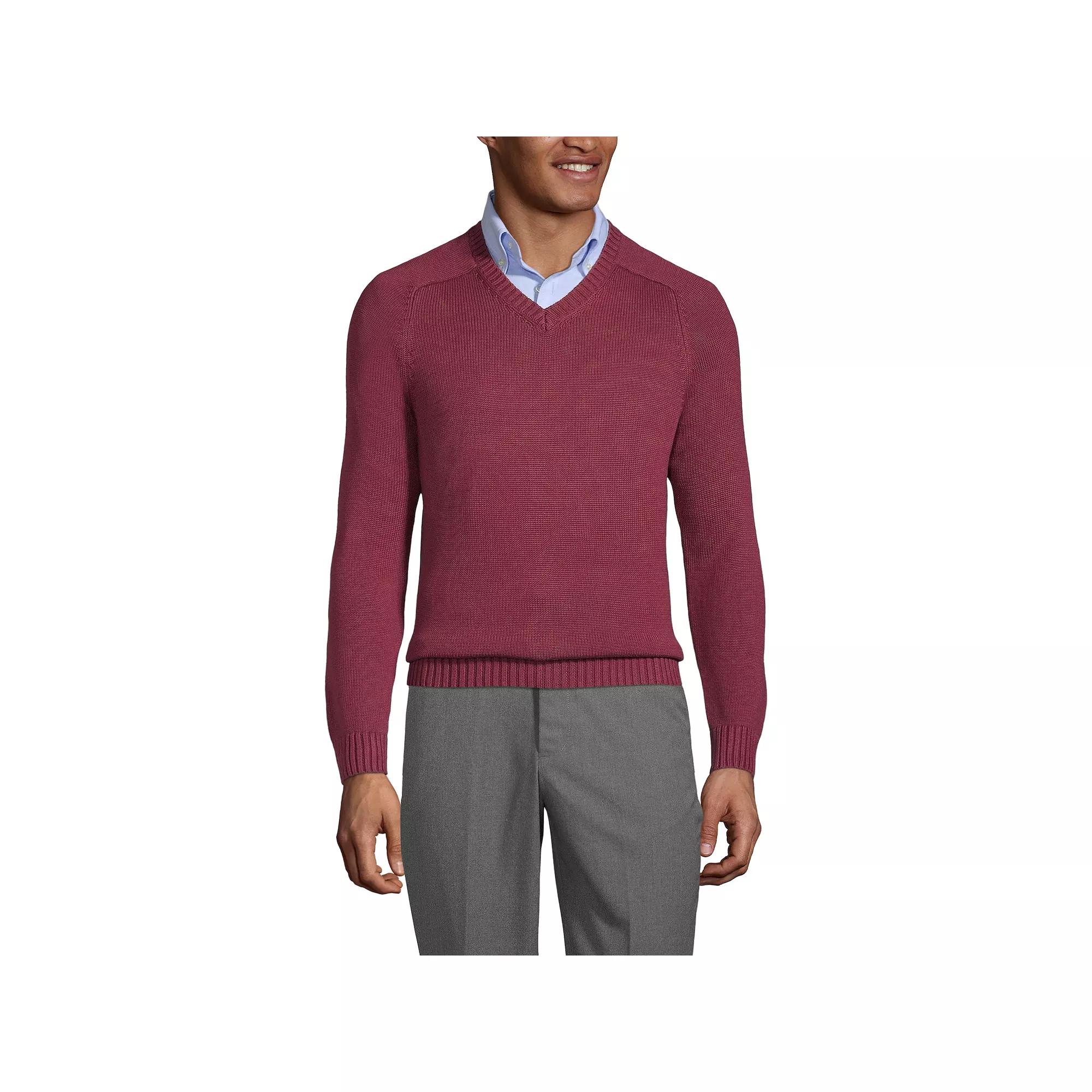Mens' Lands' End School Uniform V-Neck Sweater, Men's,  Product Image