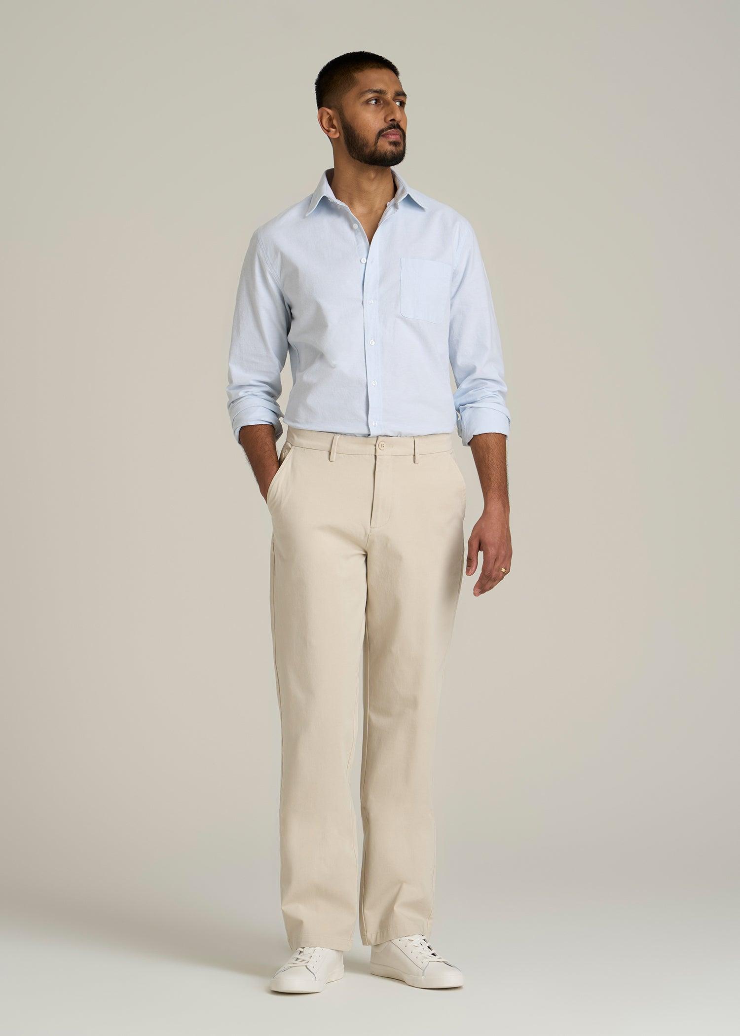 4 Way Stretch Commuter STRAIGHT Leg Chino Pants for Tall Men in Light Stone Male Product Image