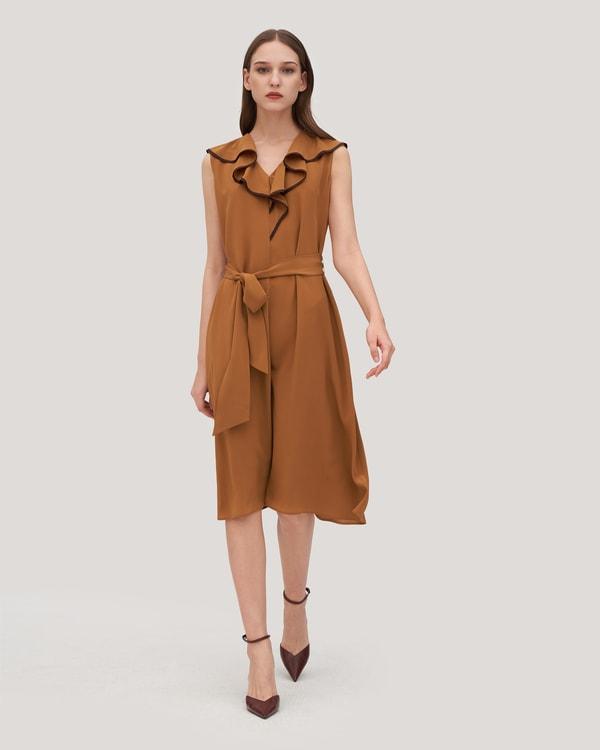 V-Neck Sleeveless Silk Orchid Dress Product Image