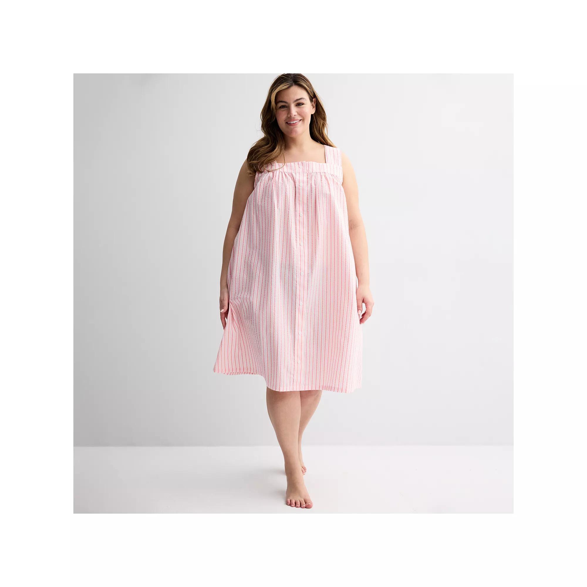 Plus Size Croft & Barrow® Woven Nightgown, Women's, Size: 1XL, Moroco Pk Product Image