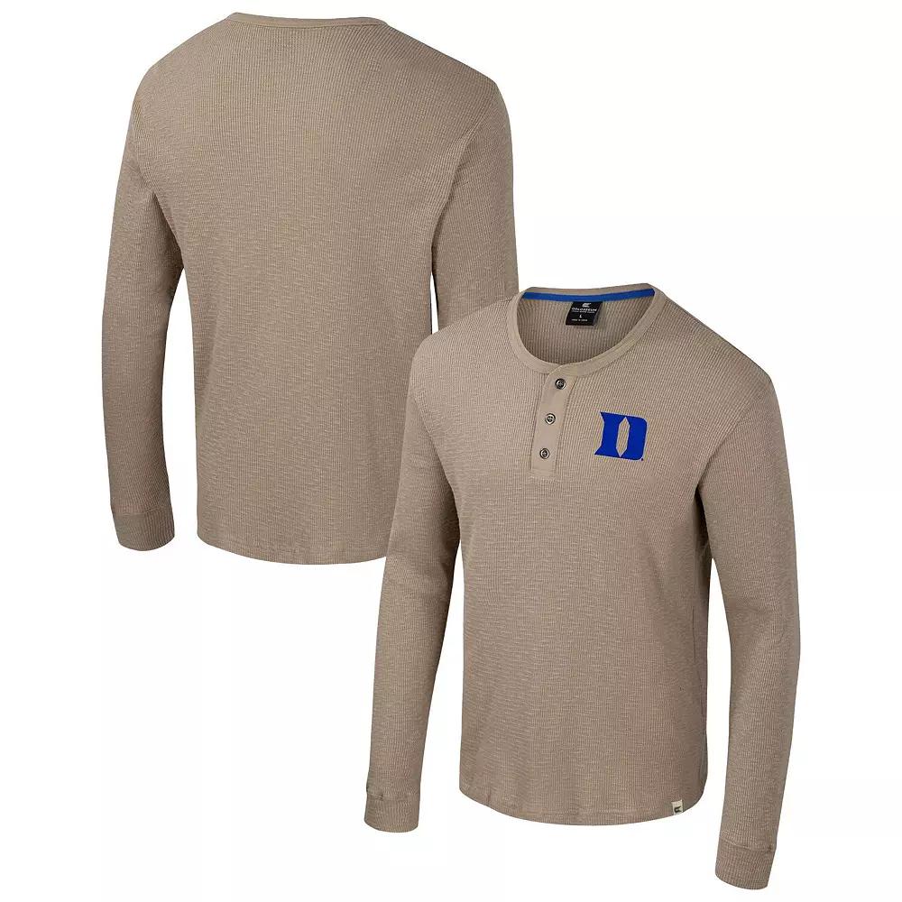 Men's Colosseum  Tan Duke Blue Devils Great Outdoors Henley Long Sleeve Shirt, Size: 3XL, Team Product Image