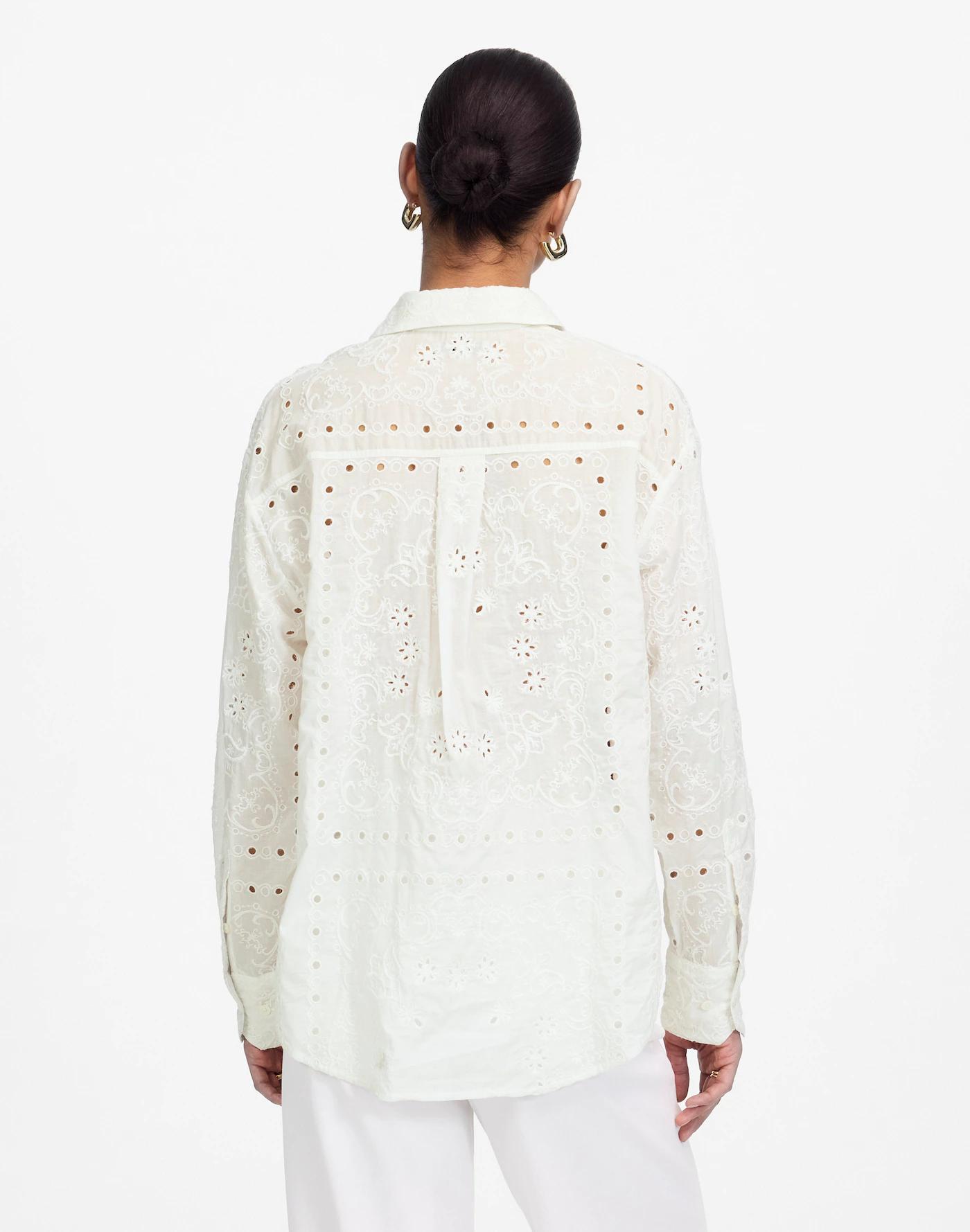 Embroidered Oversized Button-Up Shirt Product Image