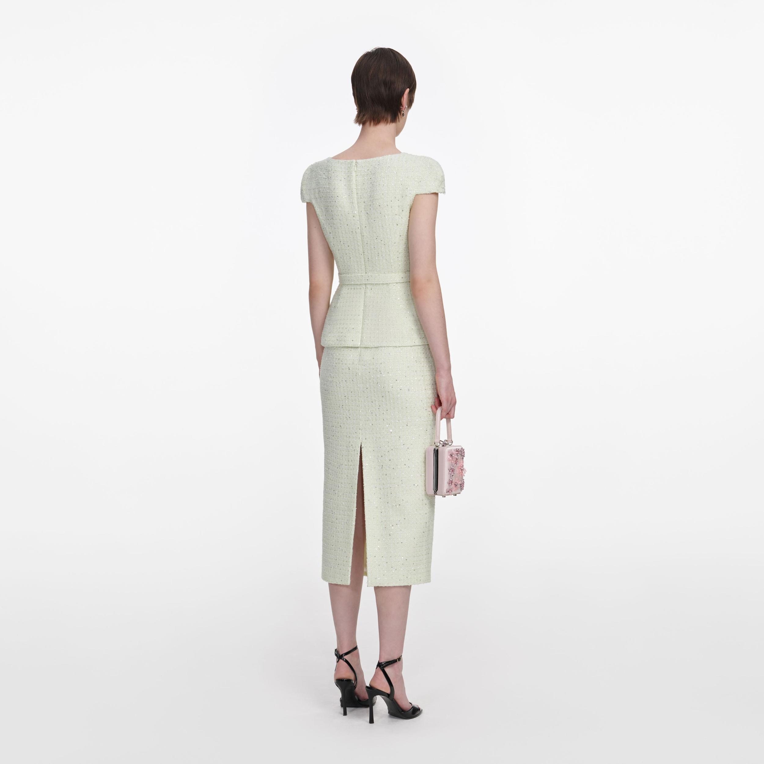Lime Boucle Midi Dress Product Image