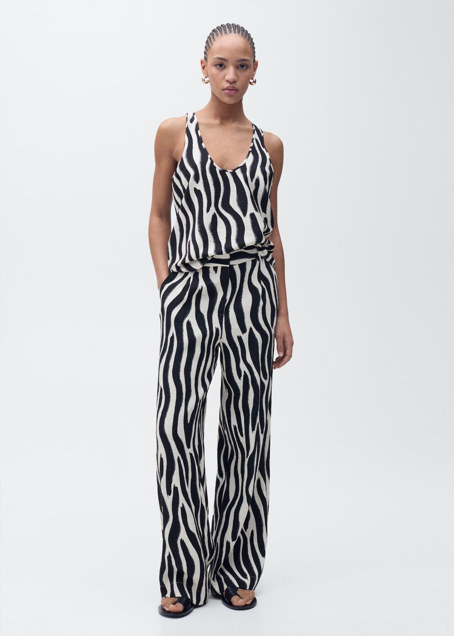 Zebra-print strappy top - Women | MANGO USA Product Image