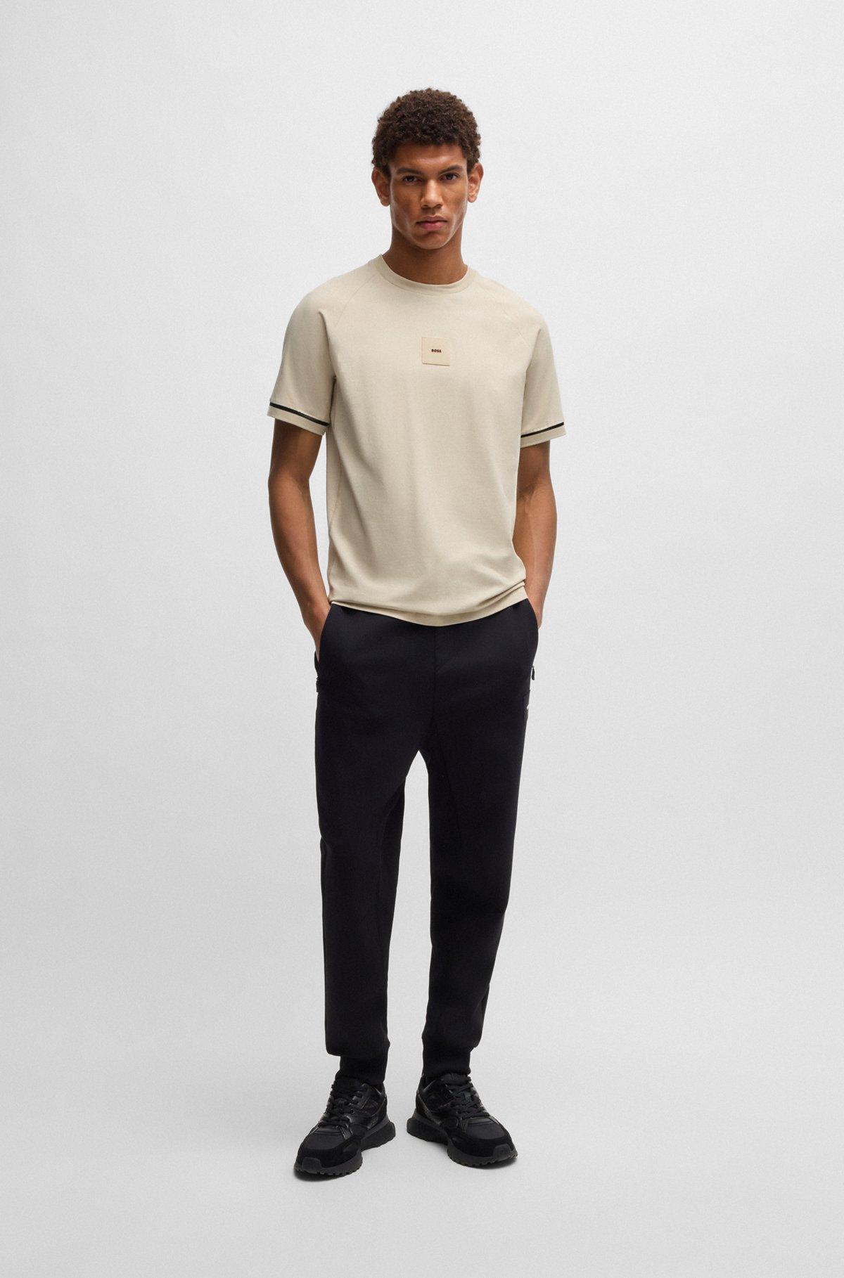 Stretch-cotton T-shirt with logo badge Product Image