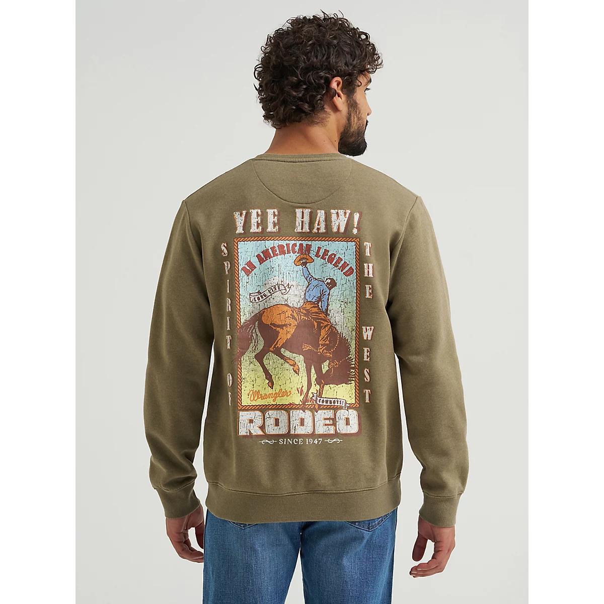 Men's Wrangler Graphic Long Sleeve Pullover in Burnt Olive Product Image