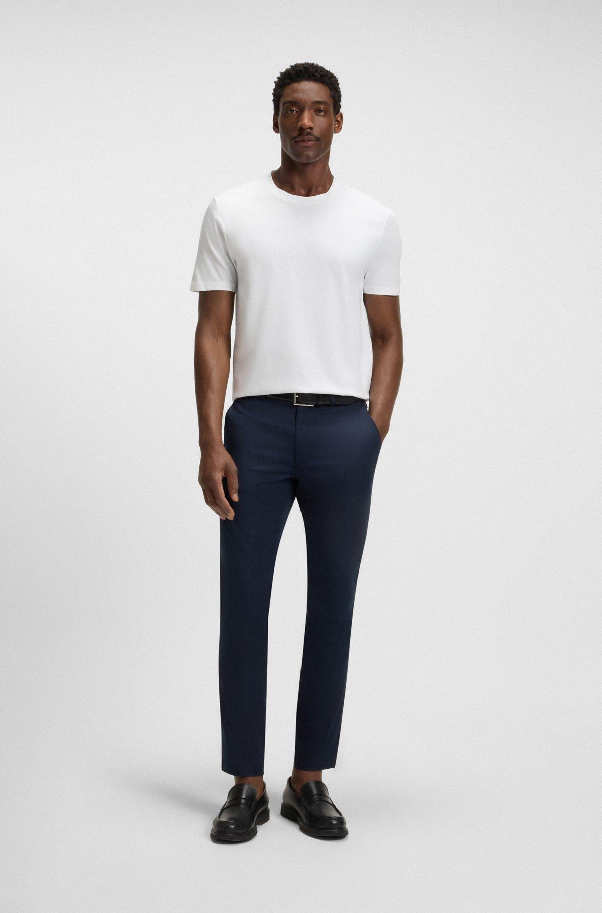 BOSS - Slim-fit long-sleeved polo shirt in mercerized cotton - White Product Image