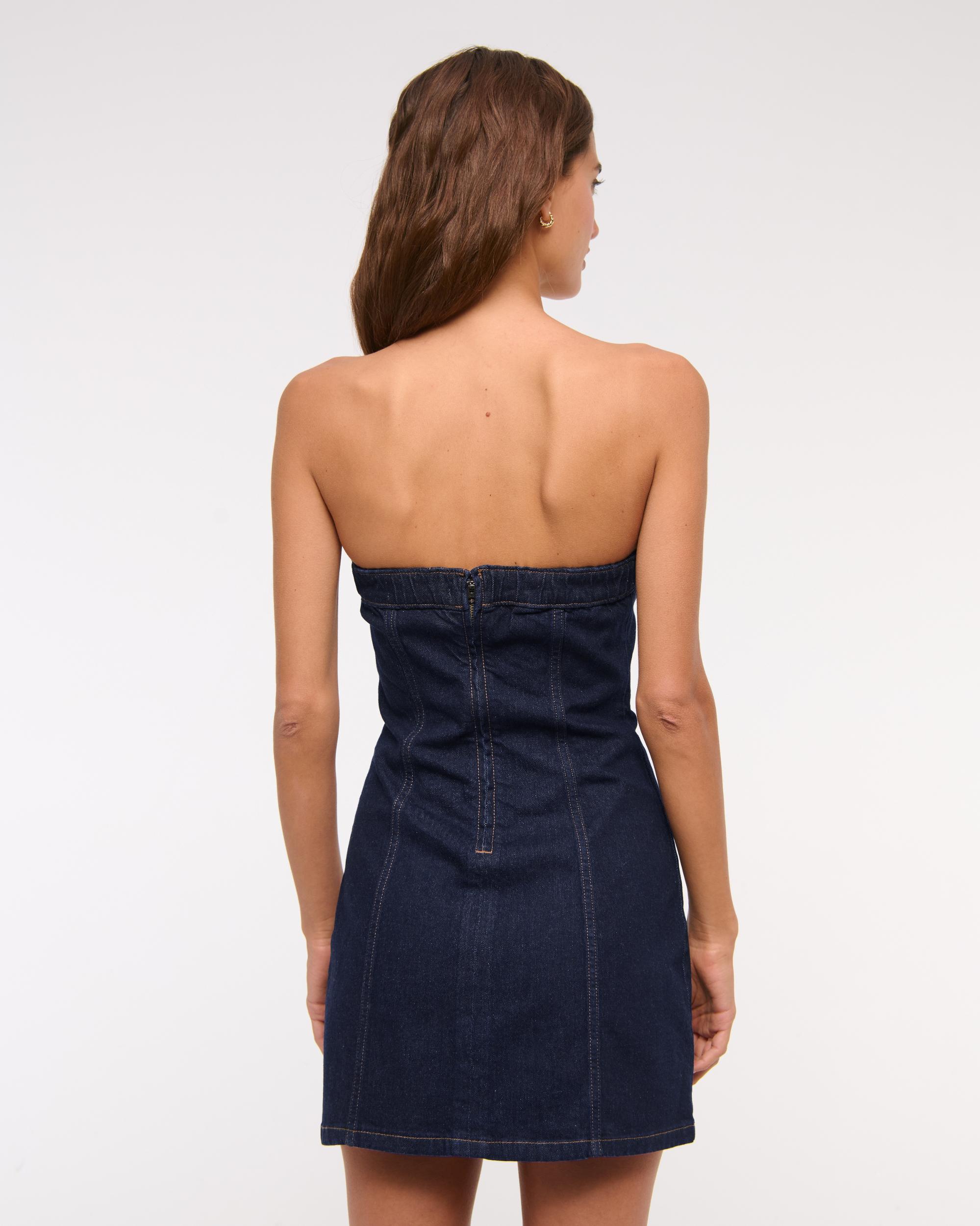 The A&F Mara Strapless Denim Mini Dress Product Image