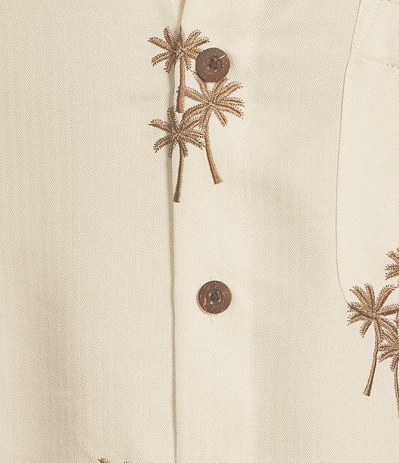 Caribbean Relaxed Fit Palm Valley Short Sleeve Woven Herringbone Shirt Product Image
