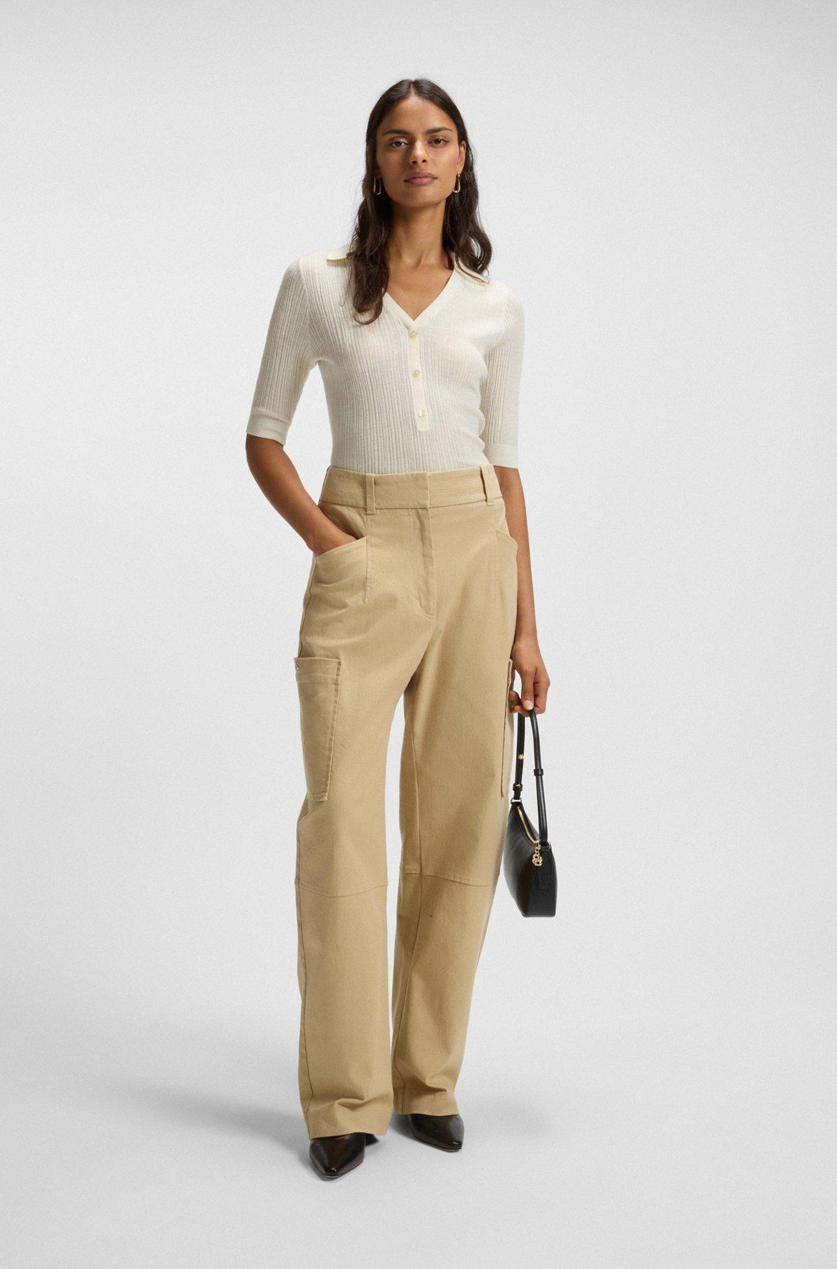 Virgin-wool sweater with collar and buttoned placket Product Image