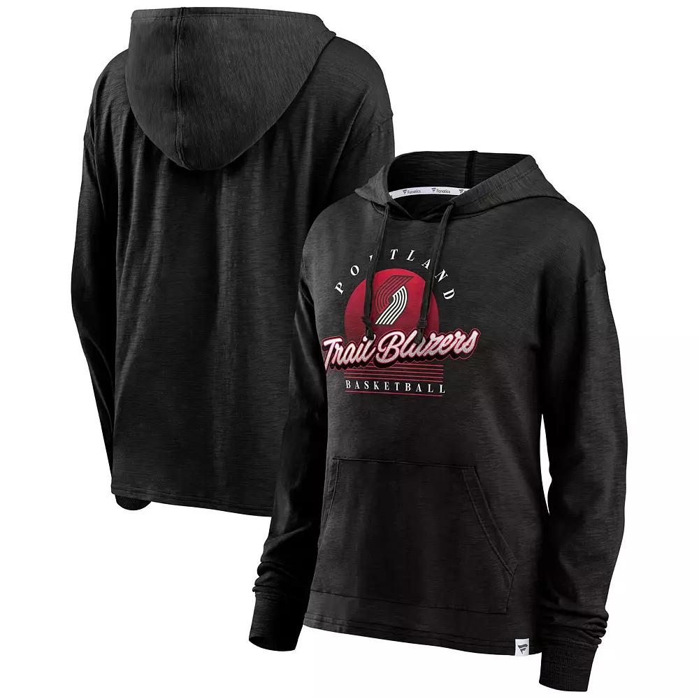 Women's Fanatics Black Portland Trail Blazers Full Steam Slub Hoodie T-Shirt,  Product Image