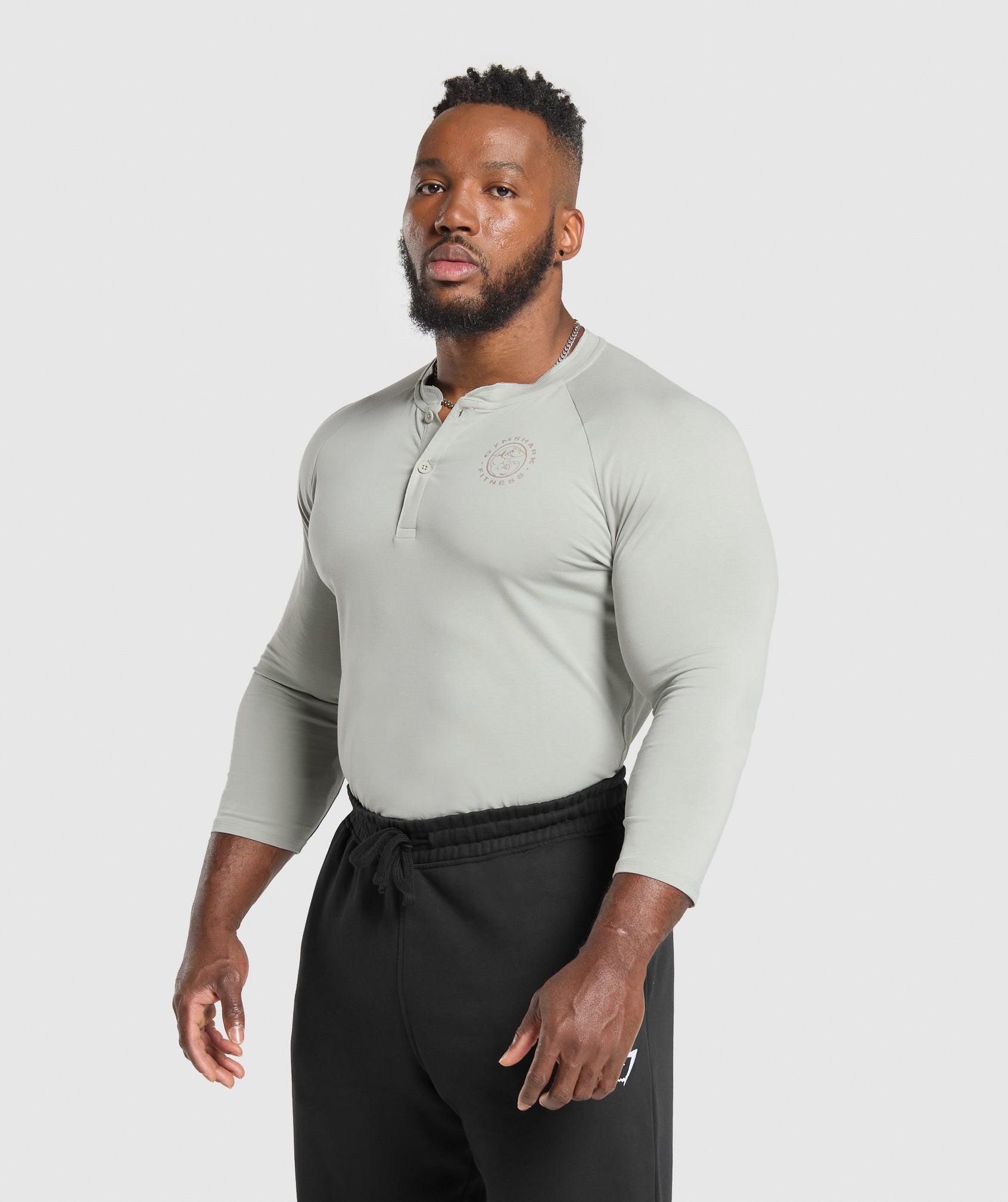 Gymshark Legacy Henley - Stone Grey Male Product Image