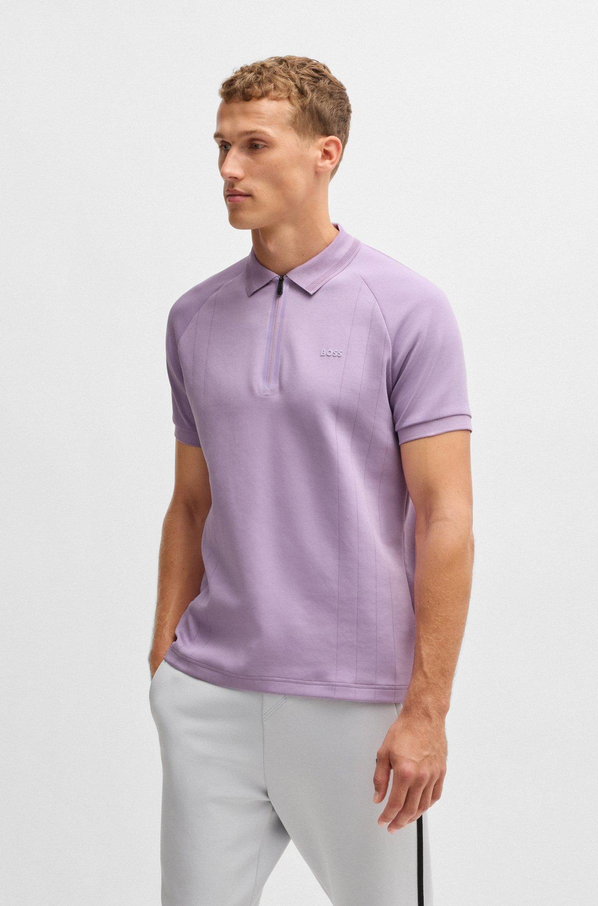 BOSS -  polo shirt in drop-needle stretch fabric - Light Purple Product Image