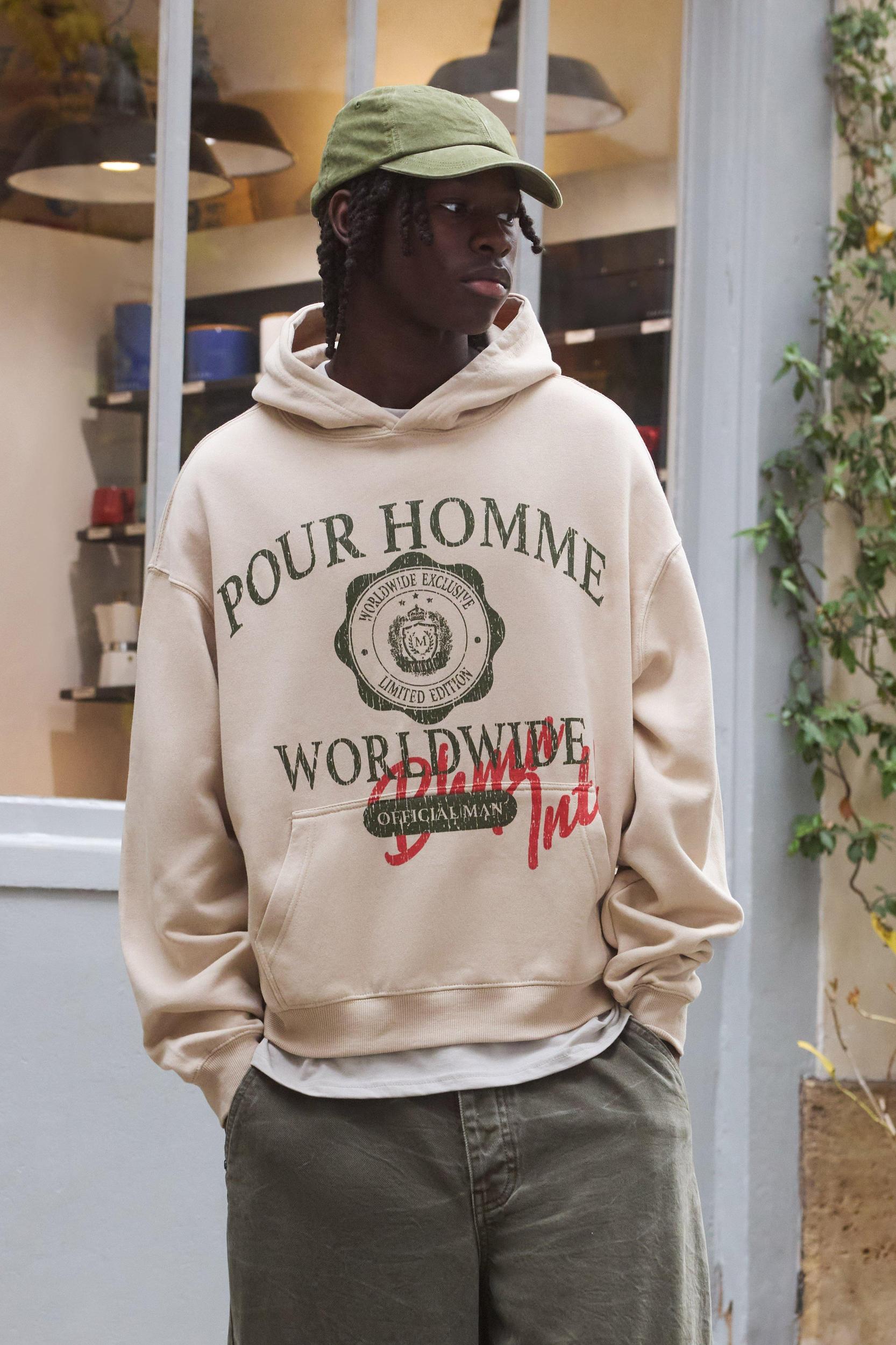 Oversized Homme varsity Crest Printed Hoodie | boohooMAN USA Product Image