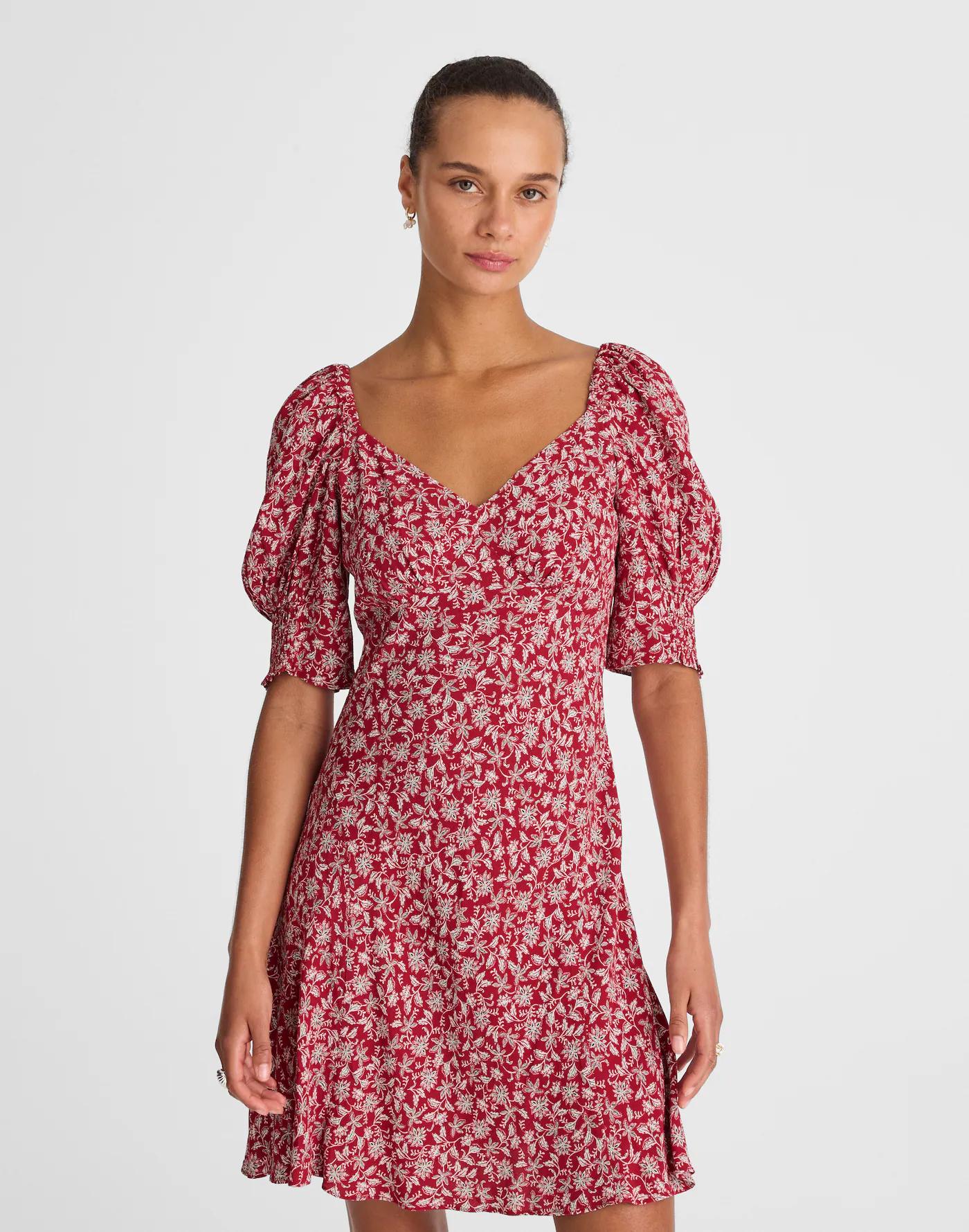 Puff-Sleeve Mini Dress in Floral Product Image