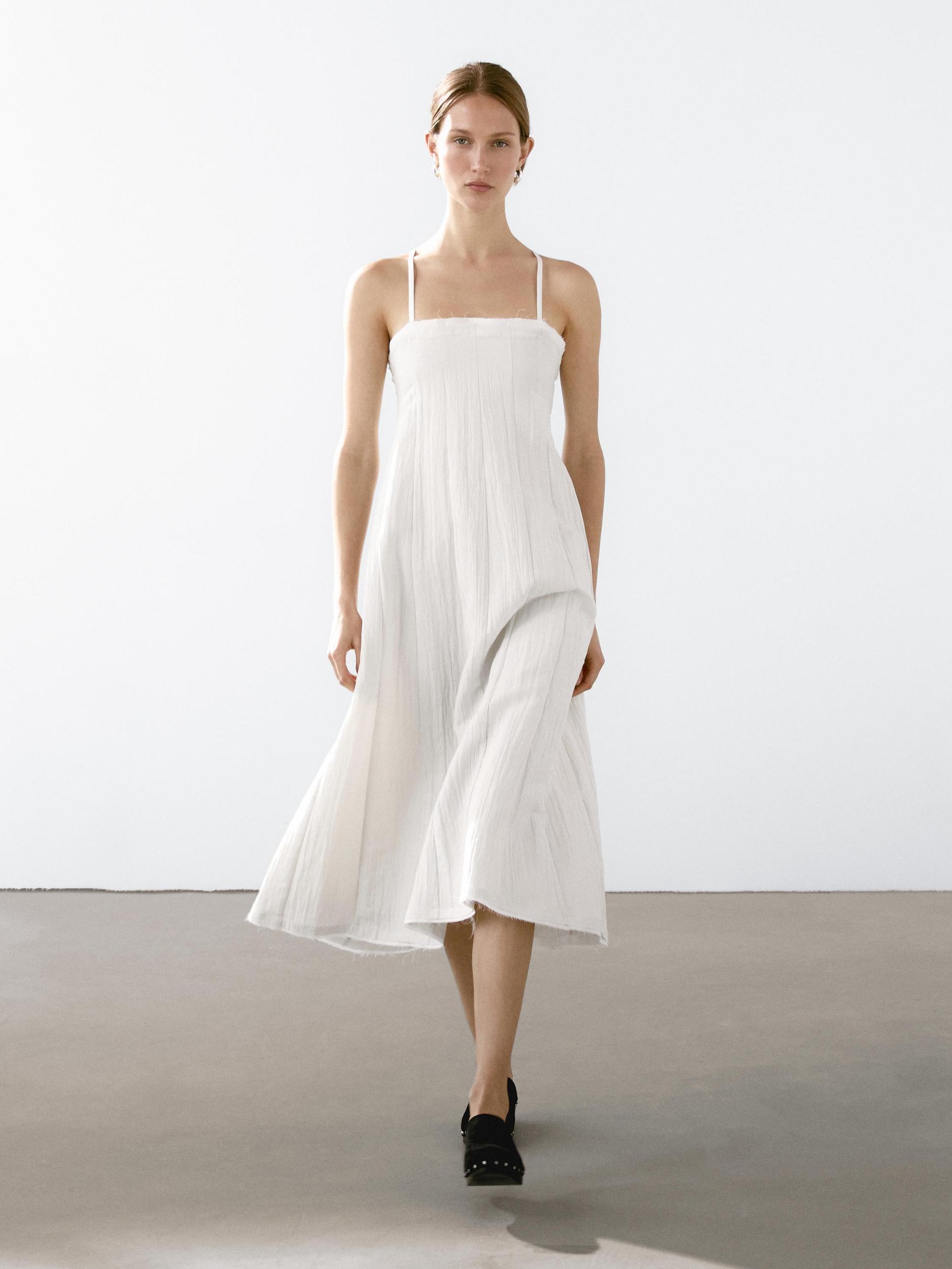 Textured double fabric midi dress Product Image