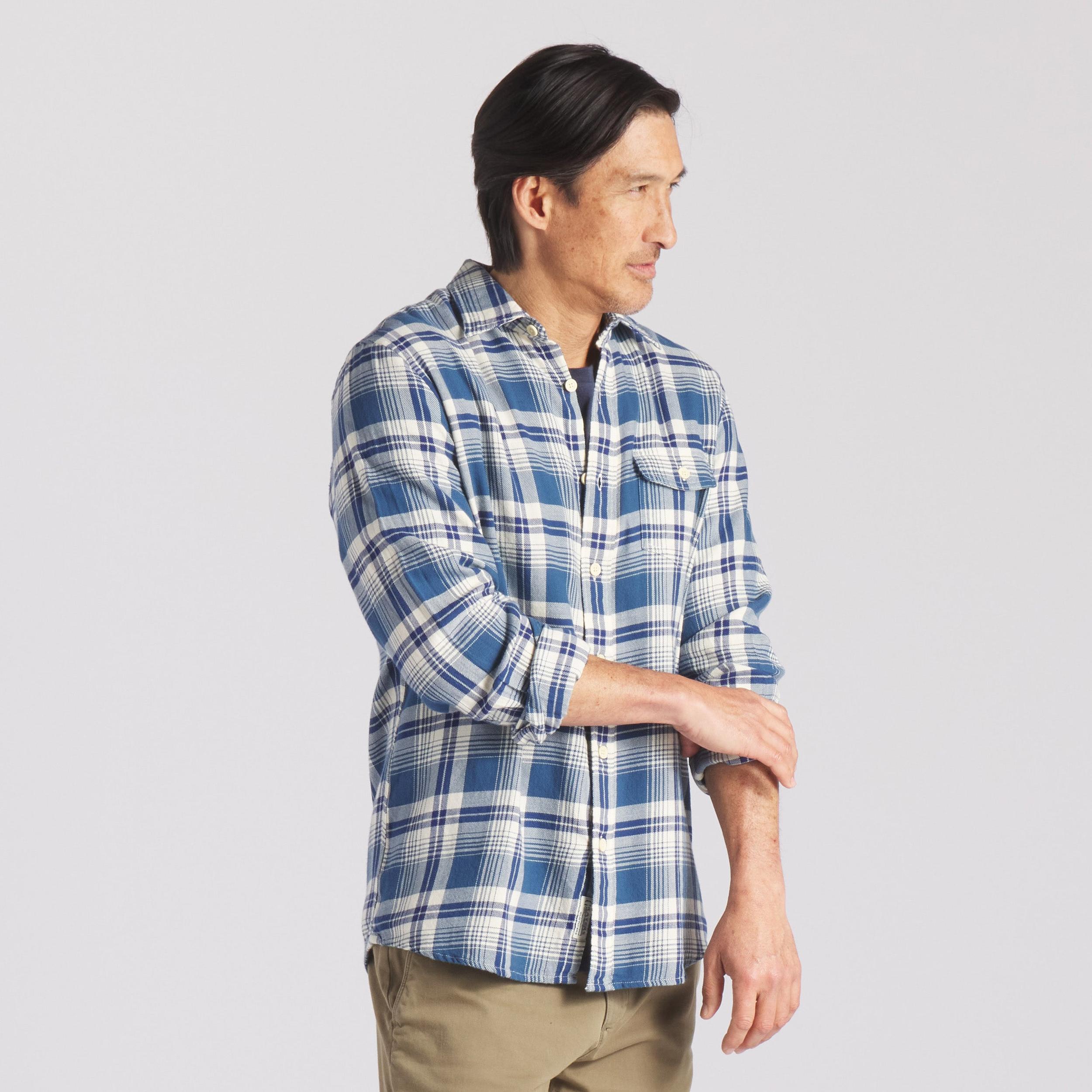 Rugged Twill Shirt - Navy Cream Plaid (Final Sale)* Product Image
