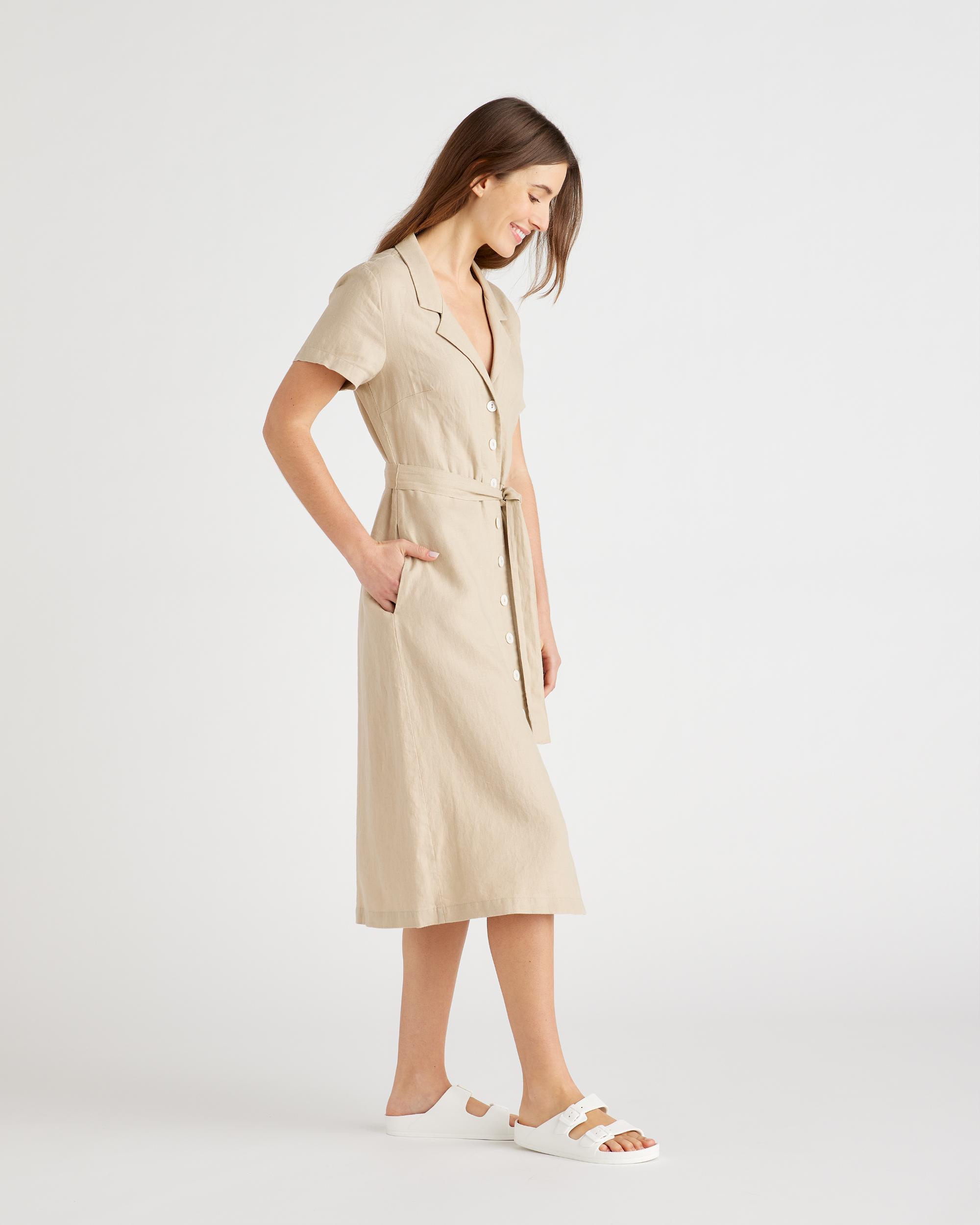 Quince | Women's Short Sleeve Dress Size XS, Linen Product Image