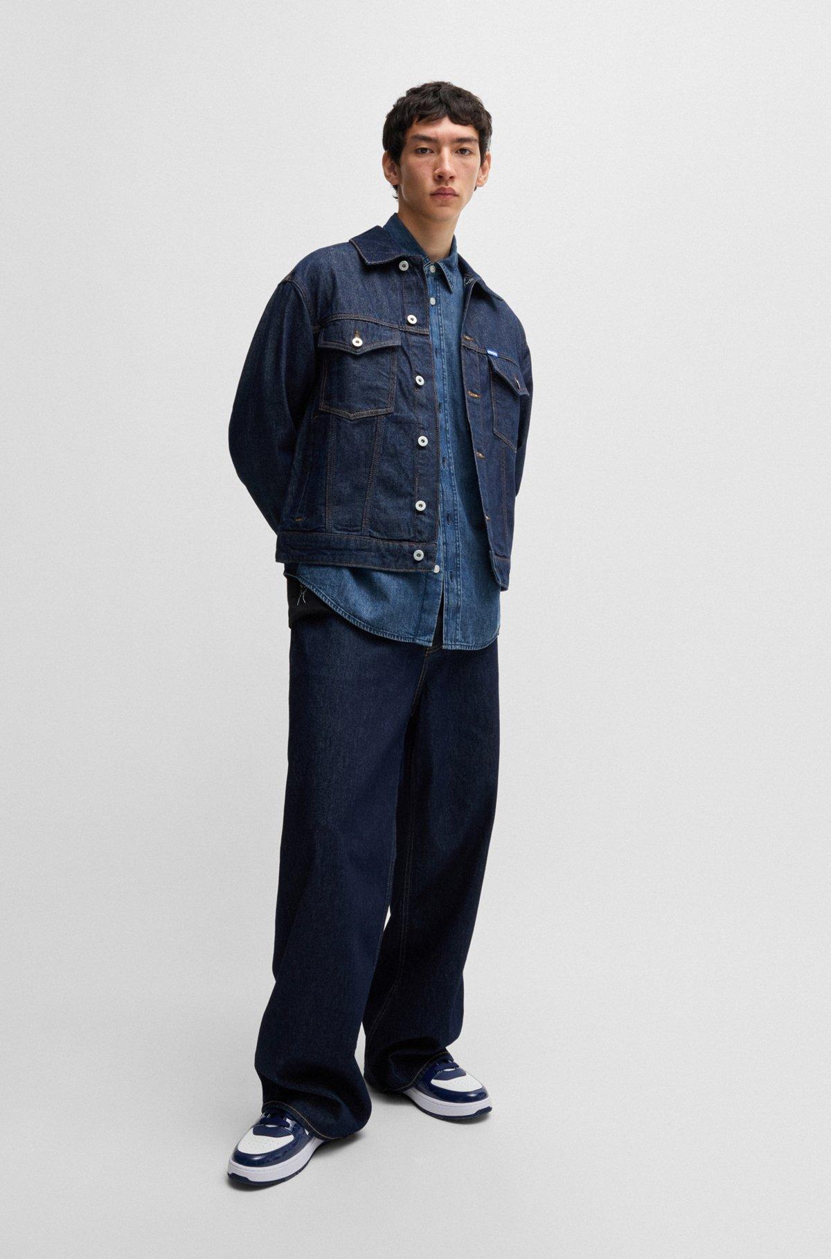 Blue loose-fit shirt in cotton denim Product Image