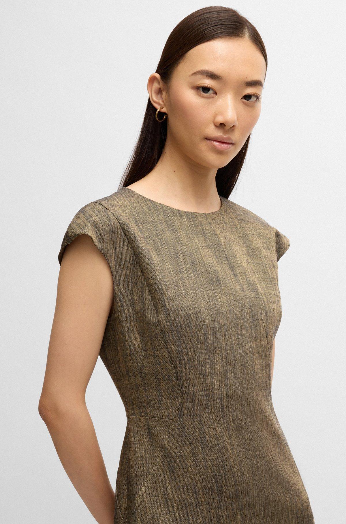 Cap-sleeve dress in melange stretch sharkskin Product Image