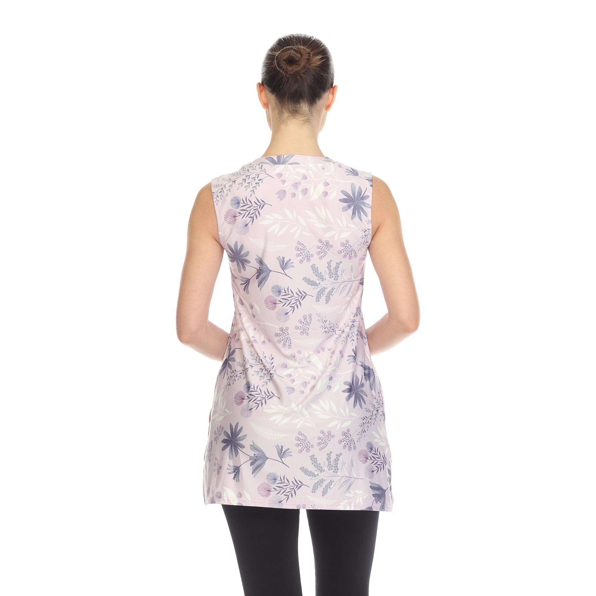 Lavender Floral Sleeveless Tunic Top Product Image