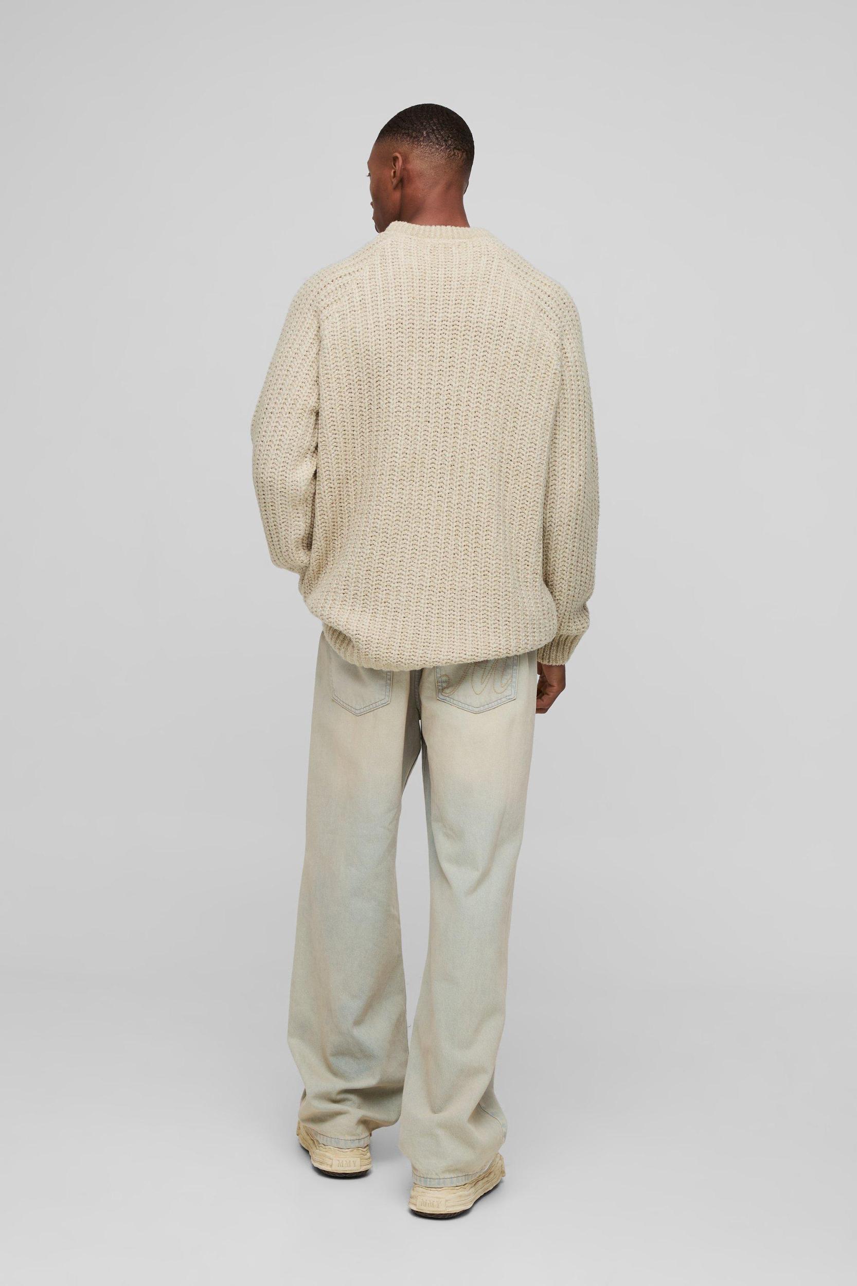 Oversized Raglan Detail Boucle Knit Sweater | boohooMAN USA Product Image