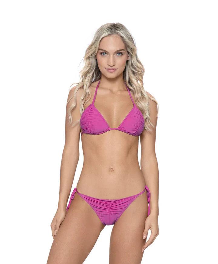 PQ Cosmo Pink Ruched Triangle Bikini Top FINAL SALE Product Image