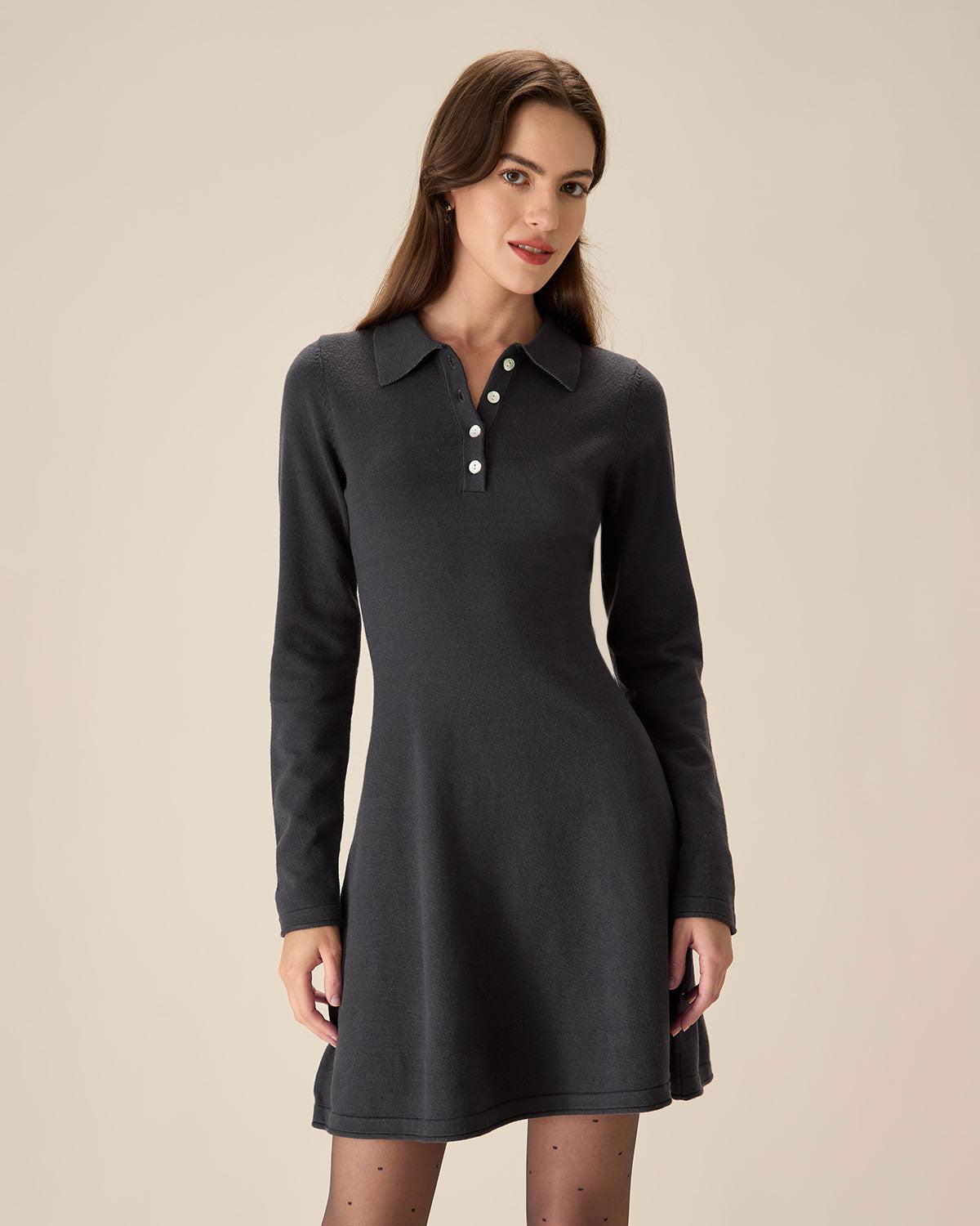 Grey Pleated Sweater Mini Dress Product Image