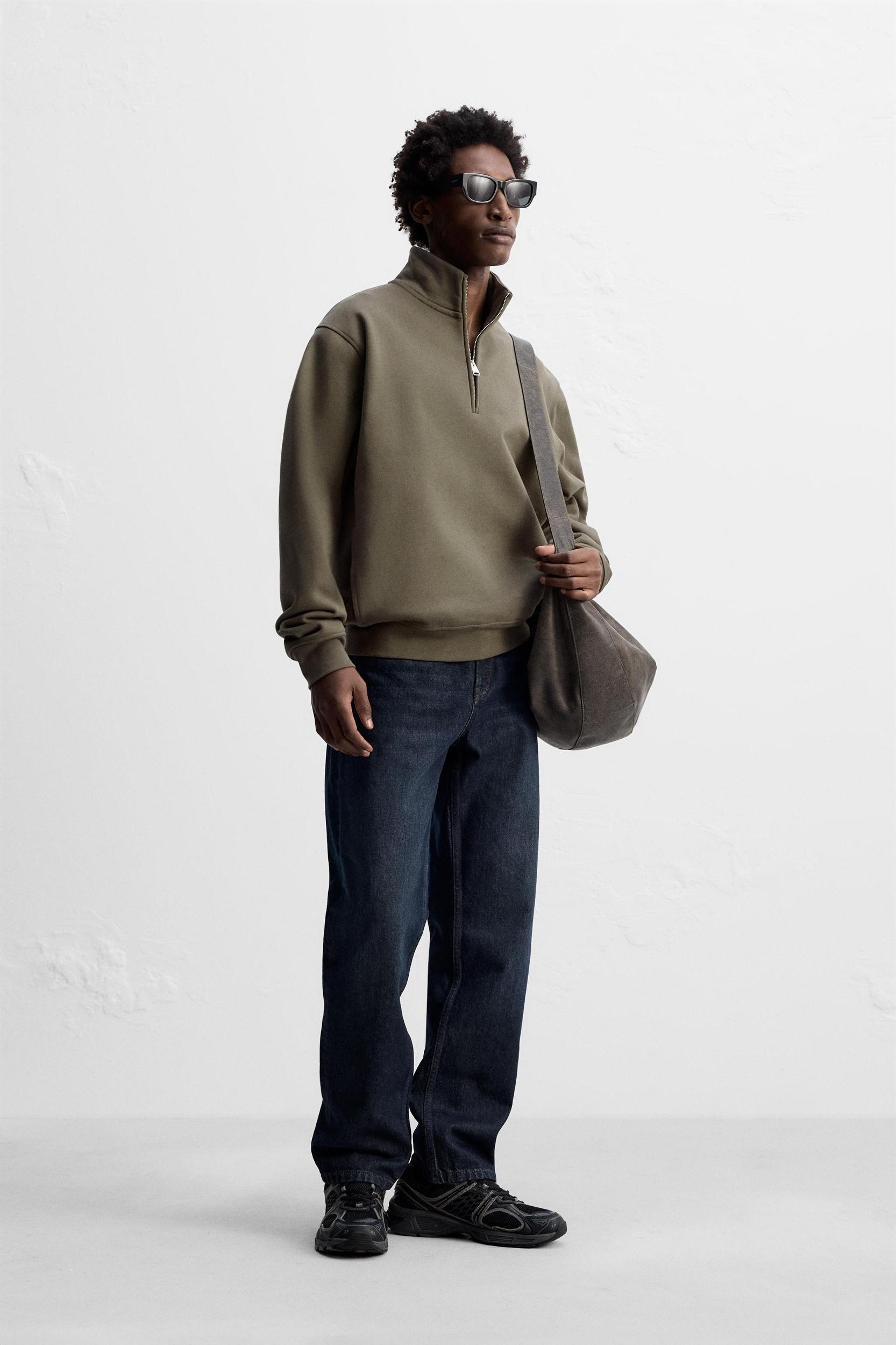 ZIPPERED COLLAR HEAVY WEIGHT SWEATSHIRT Product Image