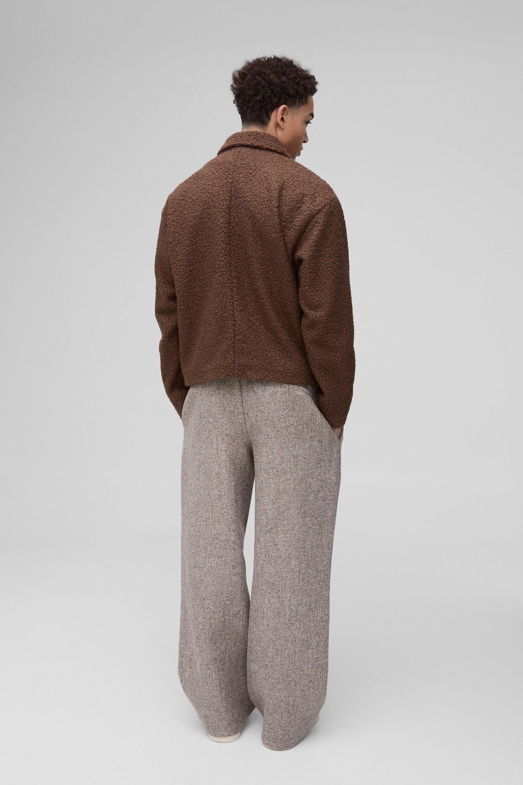 Boxy Boucle Borg Trucker Jacket | boohooMAN USA Product Image